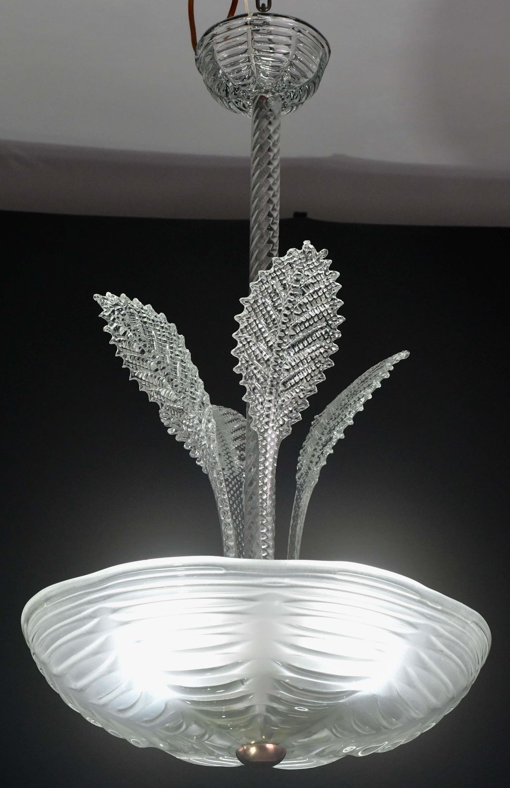 Luxury Barovier & Toso Chandelier, Murano Pulegoso Glass, 1950s photo Lighting