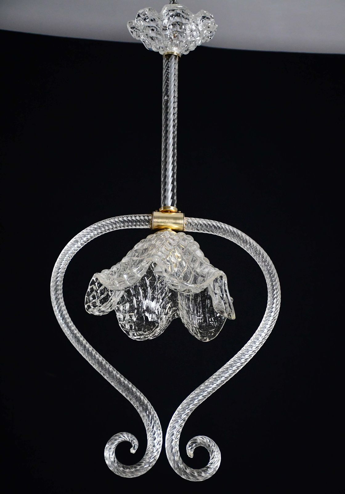 Charming Art Decò Barovier & Toso Pendant Light Chandelier Murano Glass, 1950s photo furniture