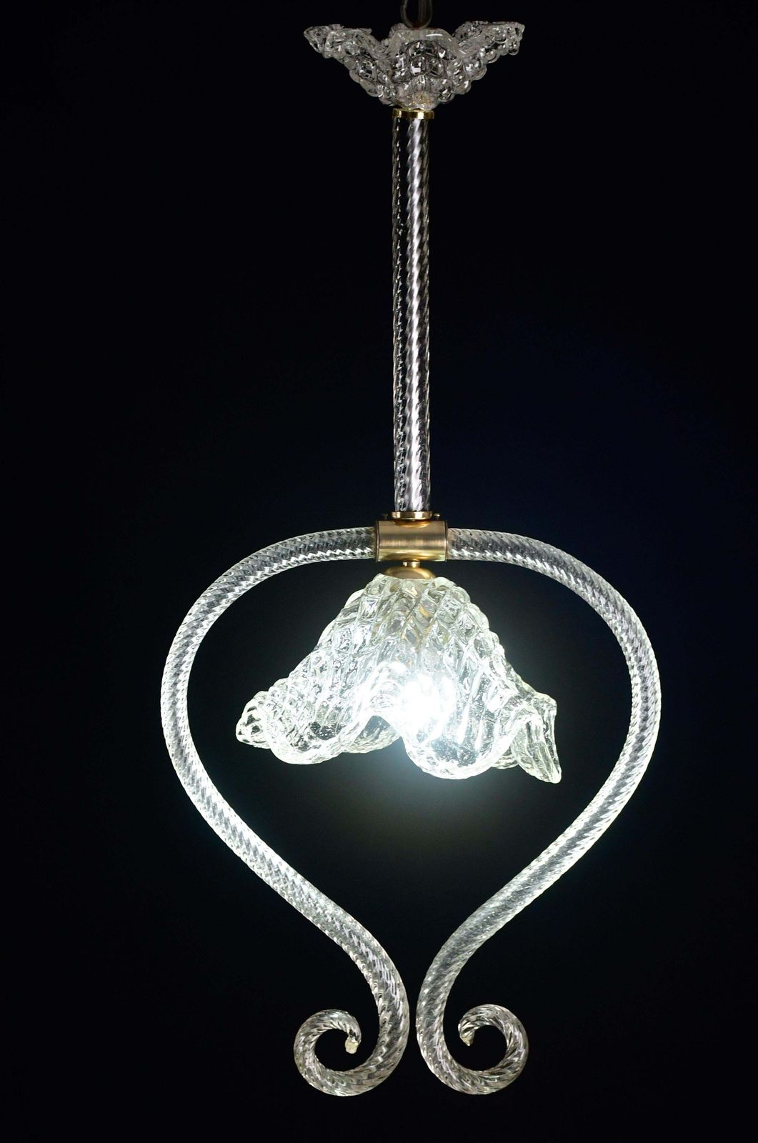 Charming Art Decò Barovier & Toso Pendant Light Chandelier Murano Glass, 1950s photo 1164.0