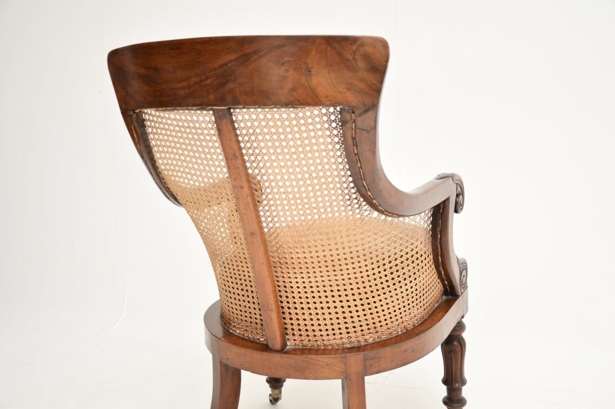 Furniture Antique William IV Period Mahogany And Leather Caned Armchair photo