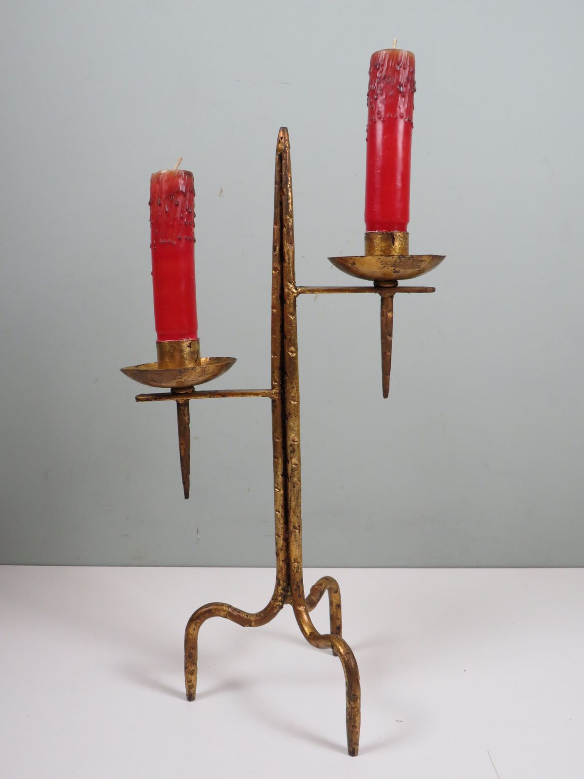 Large Brutalist Metal Candleholder With Venetian Influence, Sculptural Design, 1960s–1970s photo vintage