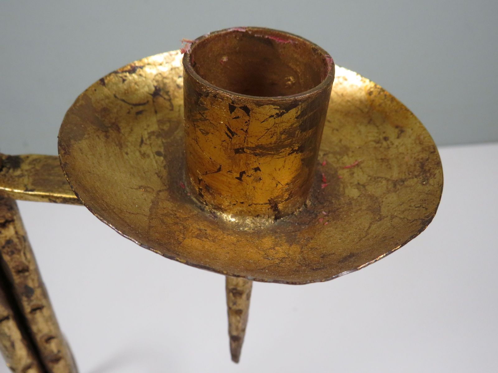 photo furniture Large Brutalist Metal Candleholder With Venetian Influence, Sculptural Design, 1960s–1970s