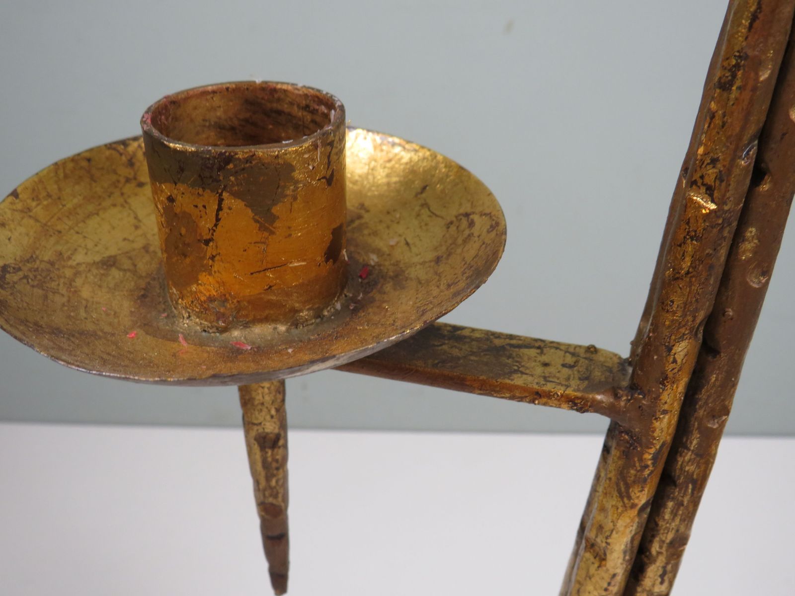 photo vinterior Large Brutalist Metal Candleholder With Venetian Influence, Sculptural Design, 1960s–1970s