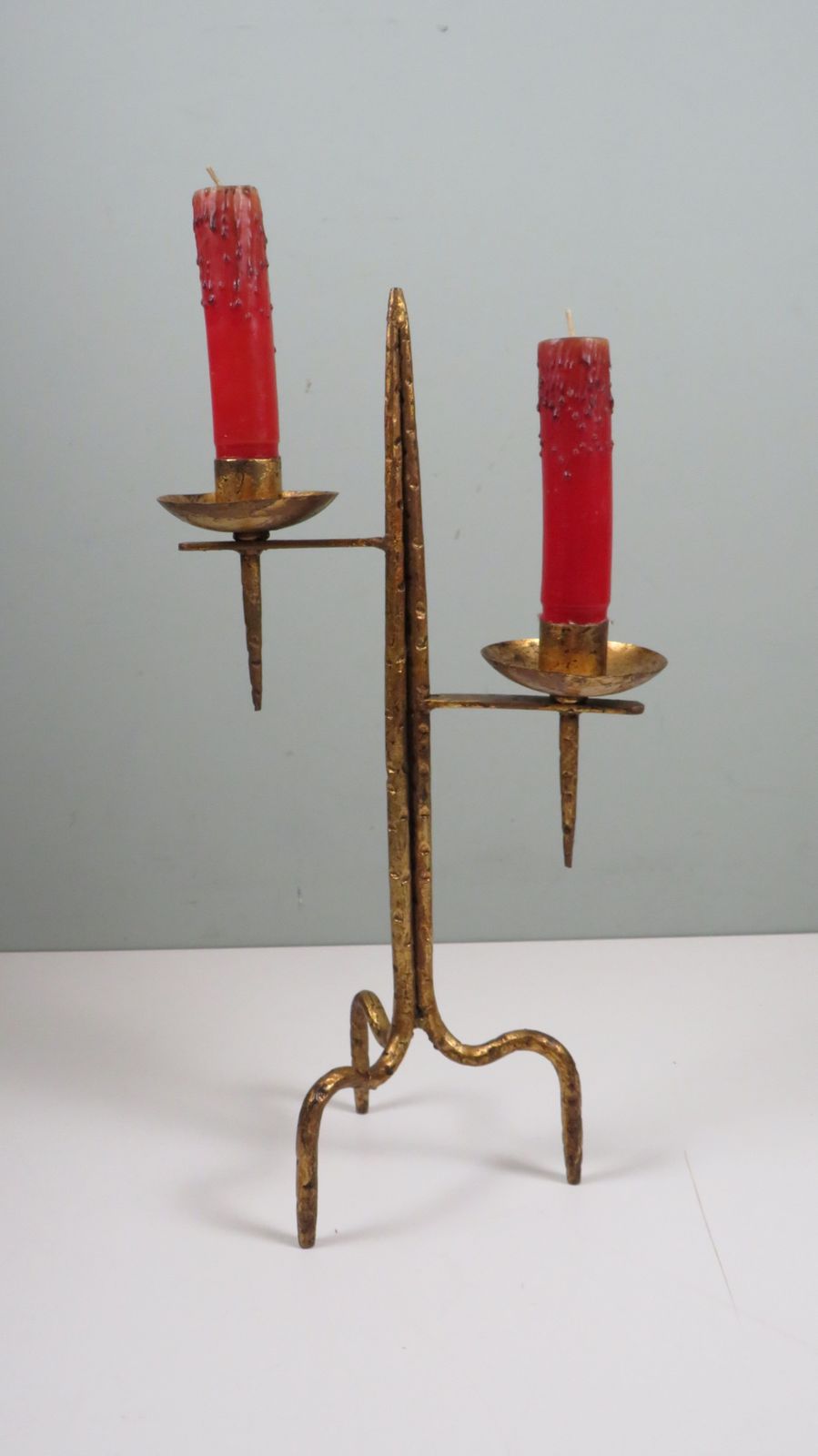 photo buy Large Brutalist Metal Candleholder With Venetian Influence, Sculptural Design, 1960s–1970s