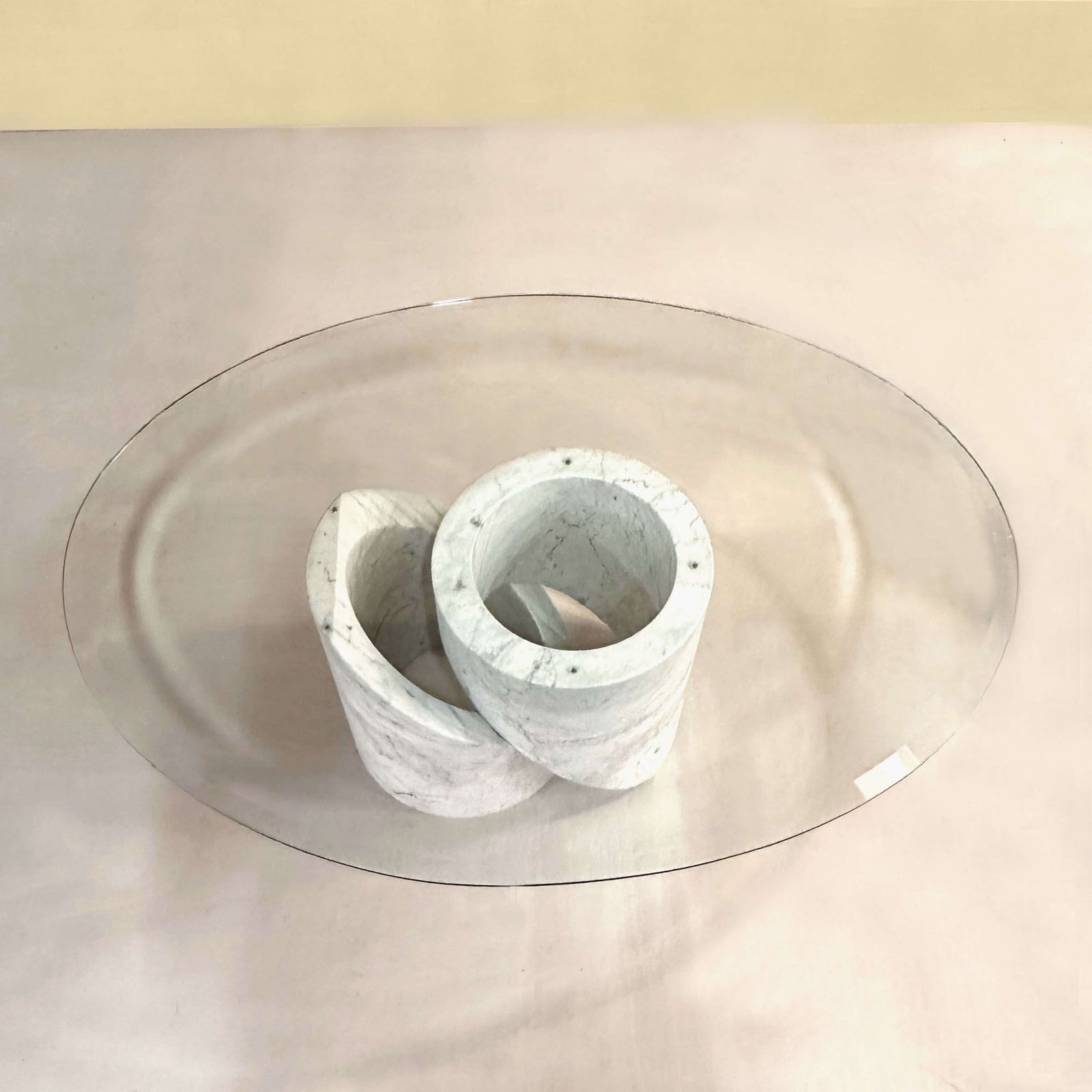 Sculptural Carrara Marble And Glass Coffee Table, Italy 1960's photo Furniture
