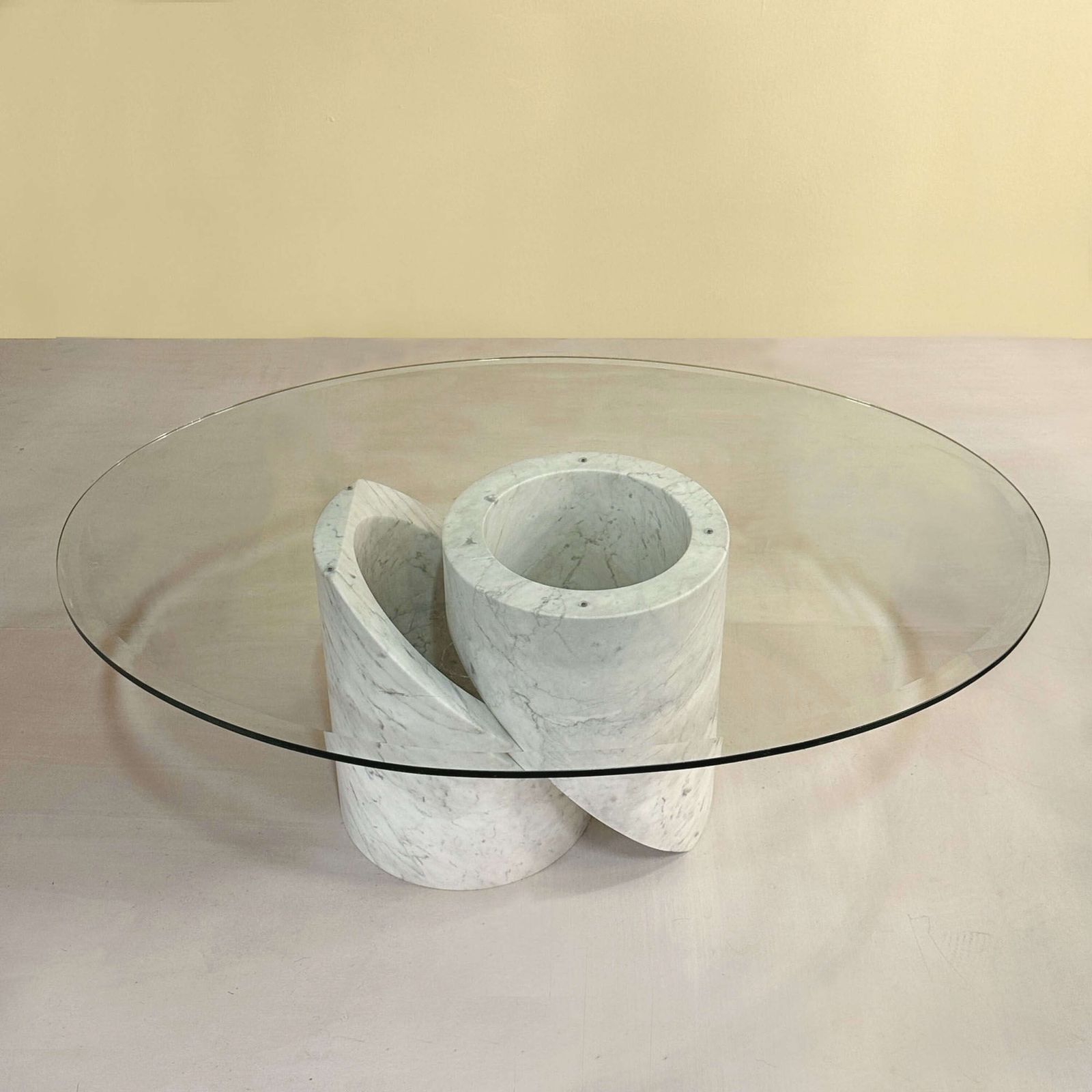 Sculptural Carrara Marble And Glass Coffee Table, Italy 1960's photo 2800.0