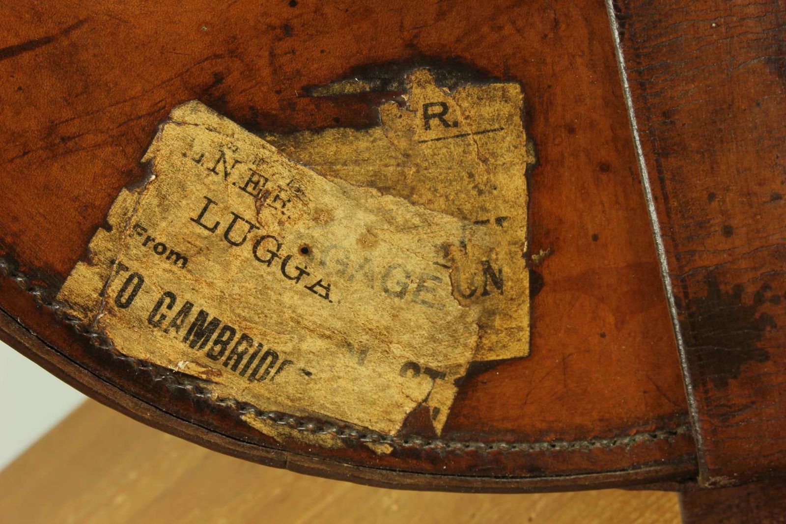 photo for sale Antique Large Multi Top Hat Carry Case. Tall Double Leather Storage Box.
