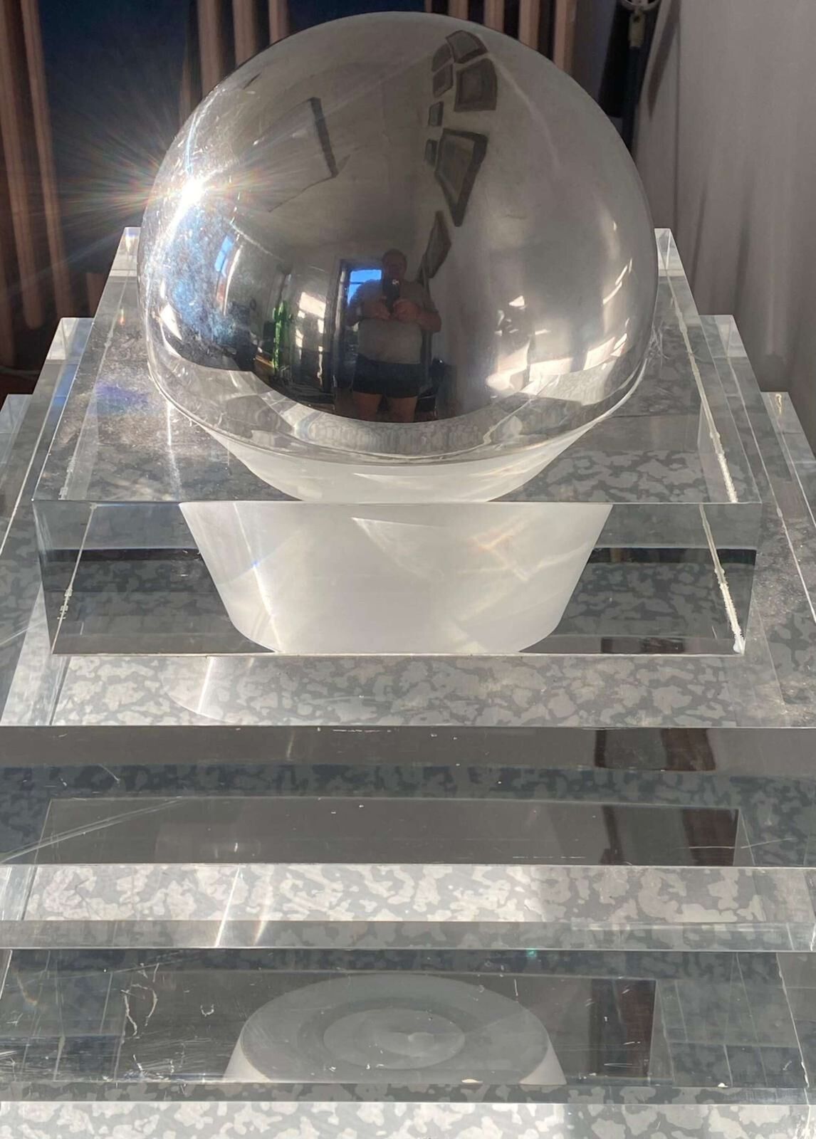 Futuristic Abstract Sculpture In Acrylic & Chrome Globe Italy 1960s photo Art
