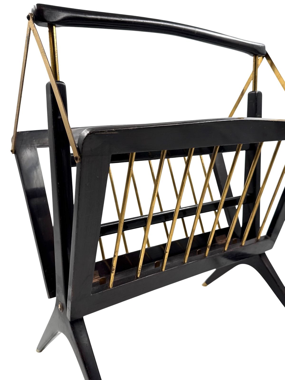 Mid Century Modern Brass Magazine Rack, Ico E Luisa Parisi  Italy 1950 photo vinterior