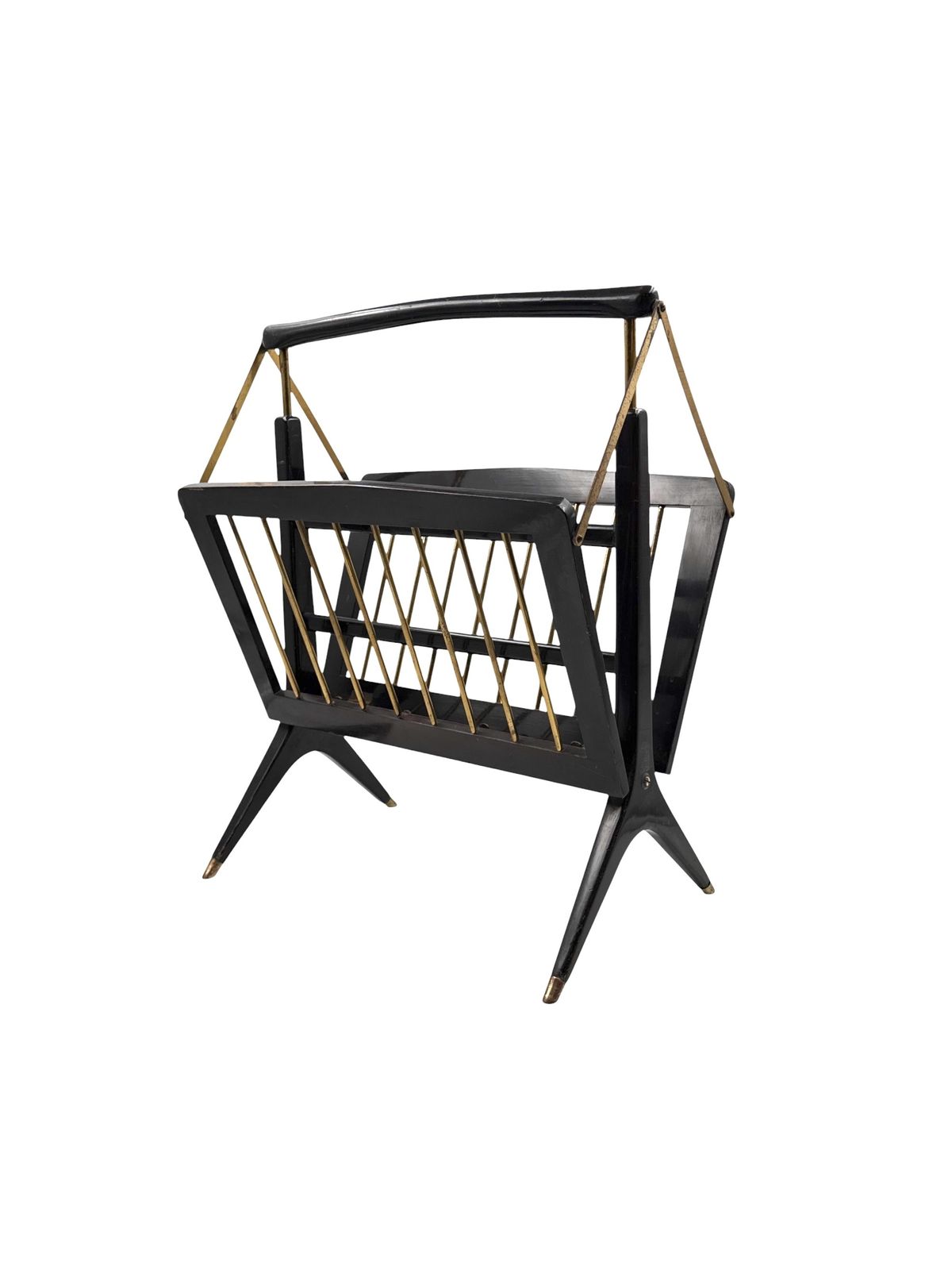 Mid Century Modern Brass Magazine Rack, Ico E Luisa Parisi  Italy 1950