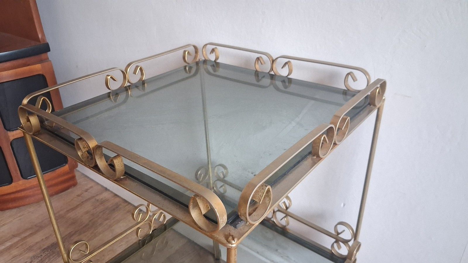 photo vinterior 1960's French Mid Century Gilt Wrought Iron Drinks/Cocktail/Side..... Table