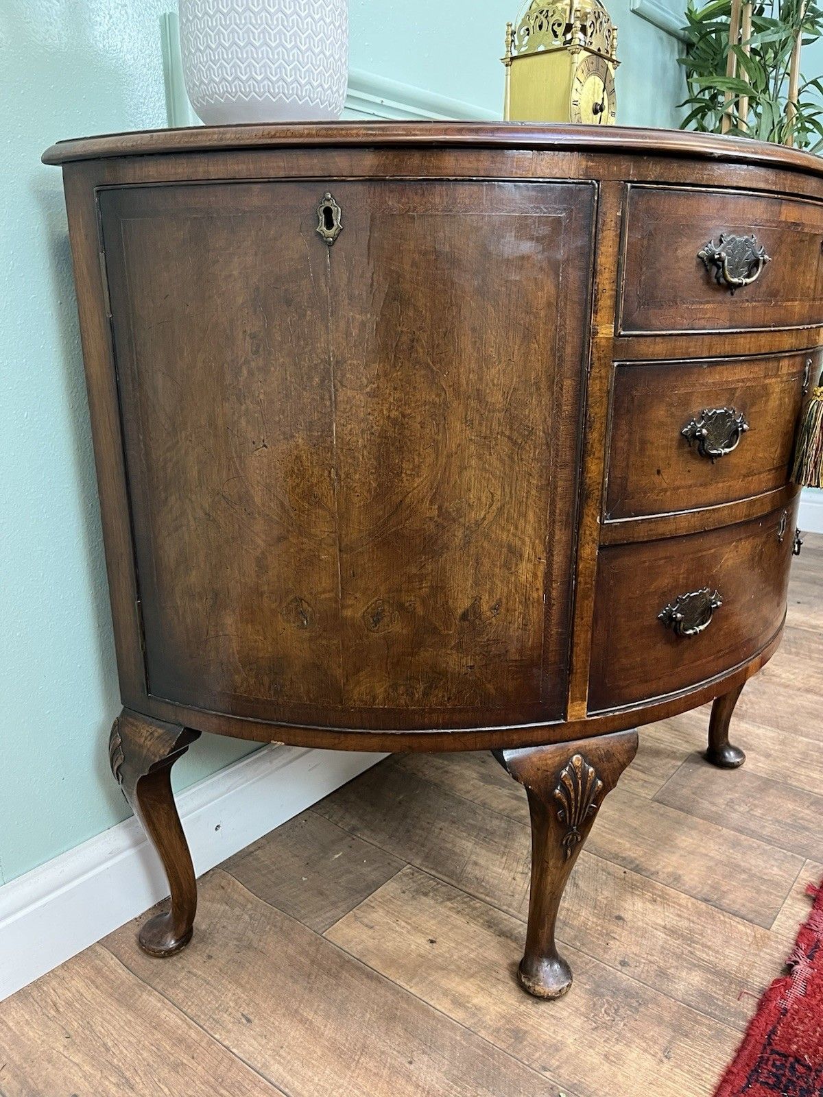 Burr Walnut Antique Queen Anne Style Cabriole Leg Commode, Chest Of Drawers photo 575.0