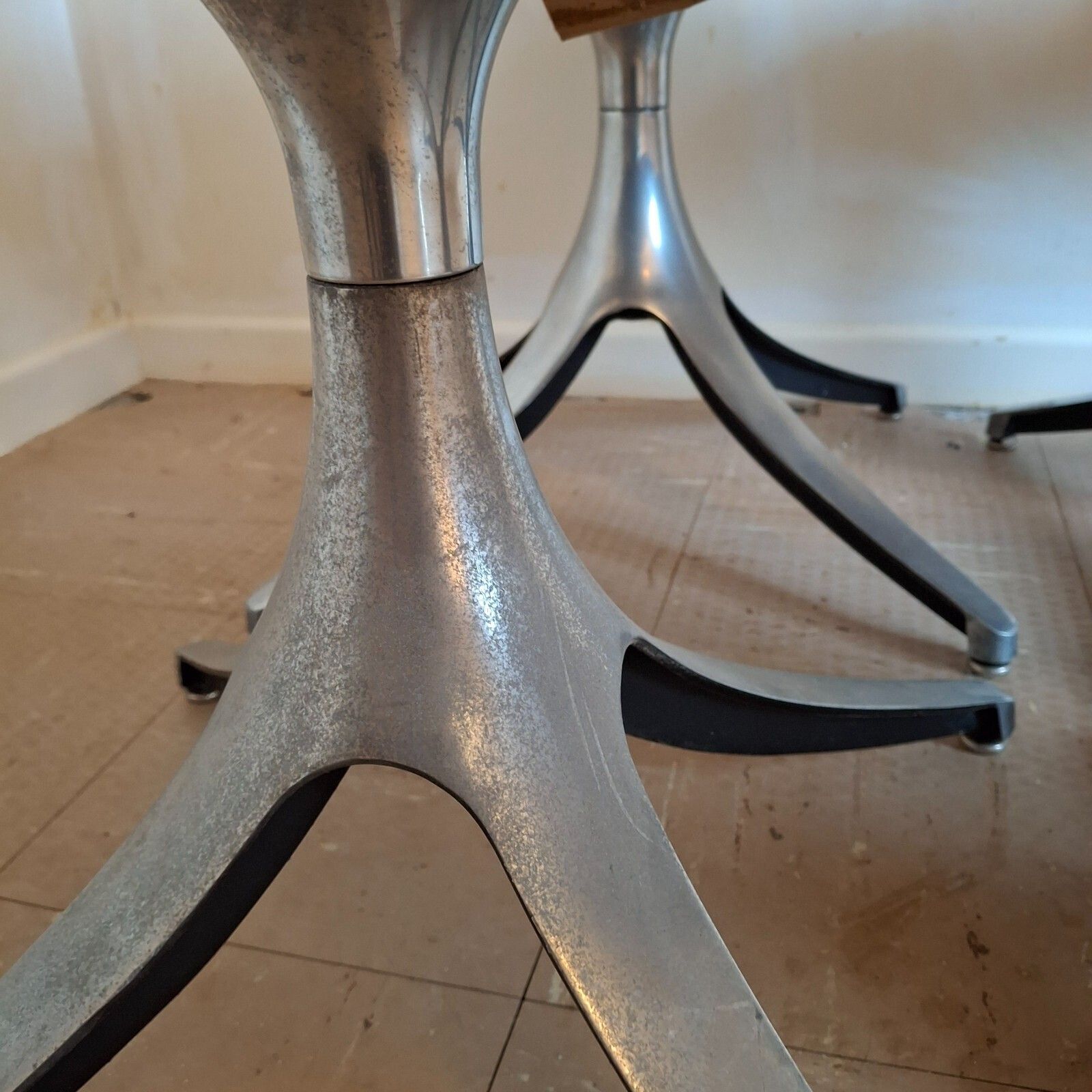 photo for sale Fab Vintage Howell Interlake 4 Swivel Chairs Taupe Boucle & Glass Dining Table