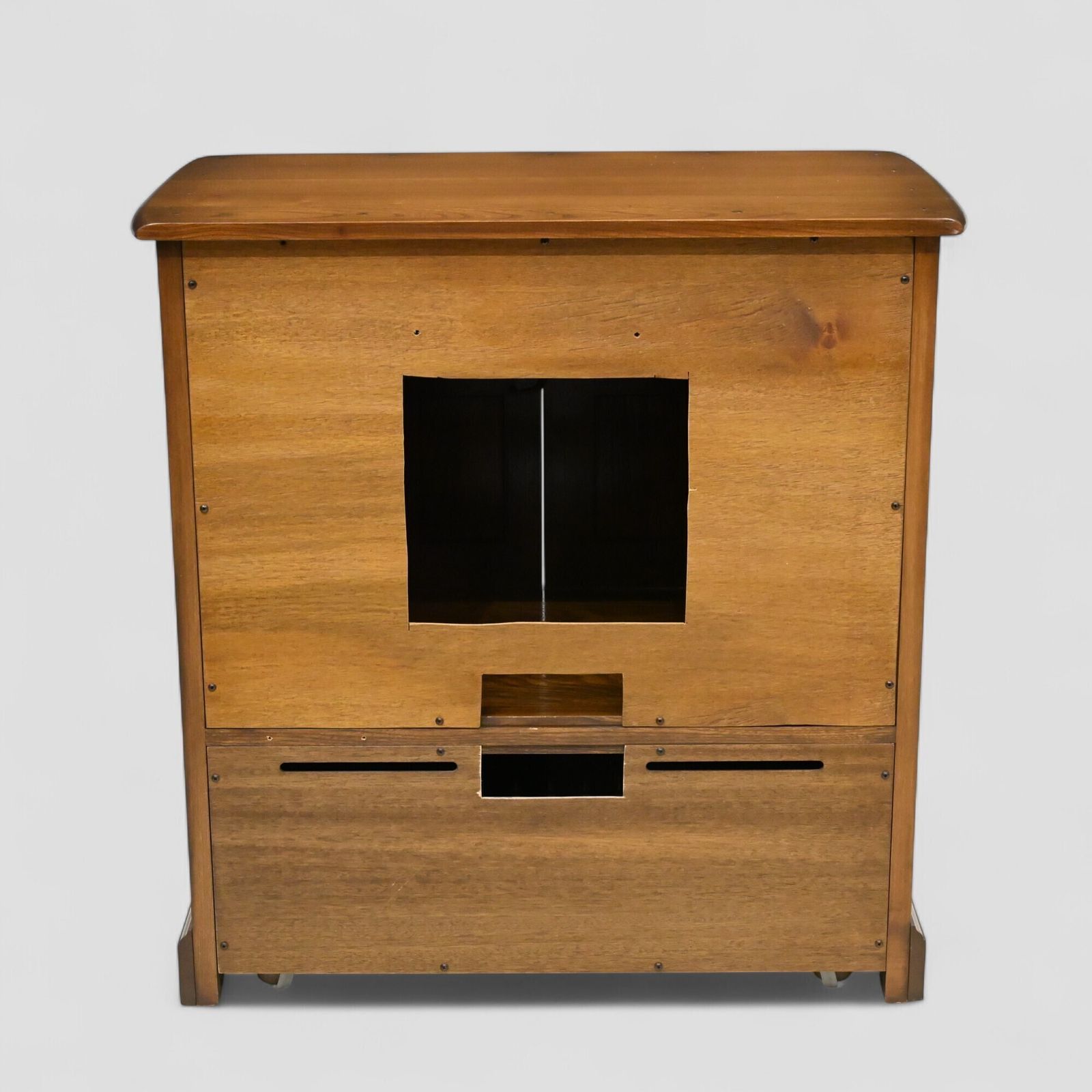 photo vinterior Ercol Mural Tv Video Cabinet Golden Dawn Corner Flap Model 839 Free Uk Delivery