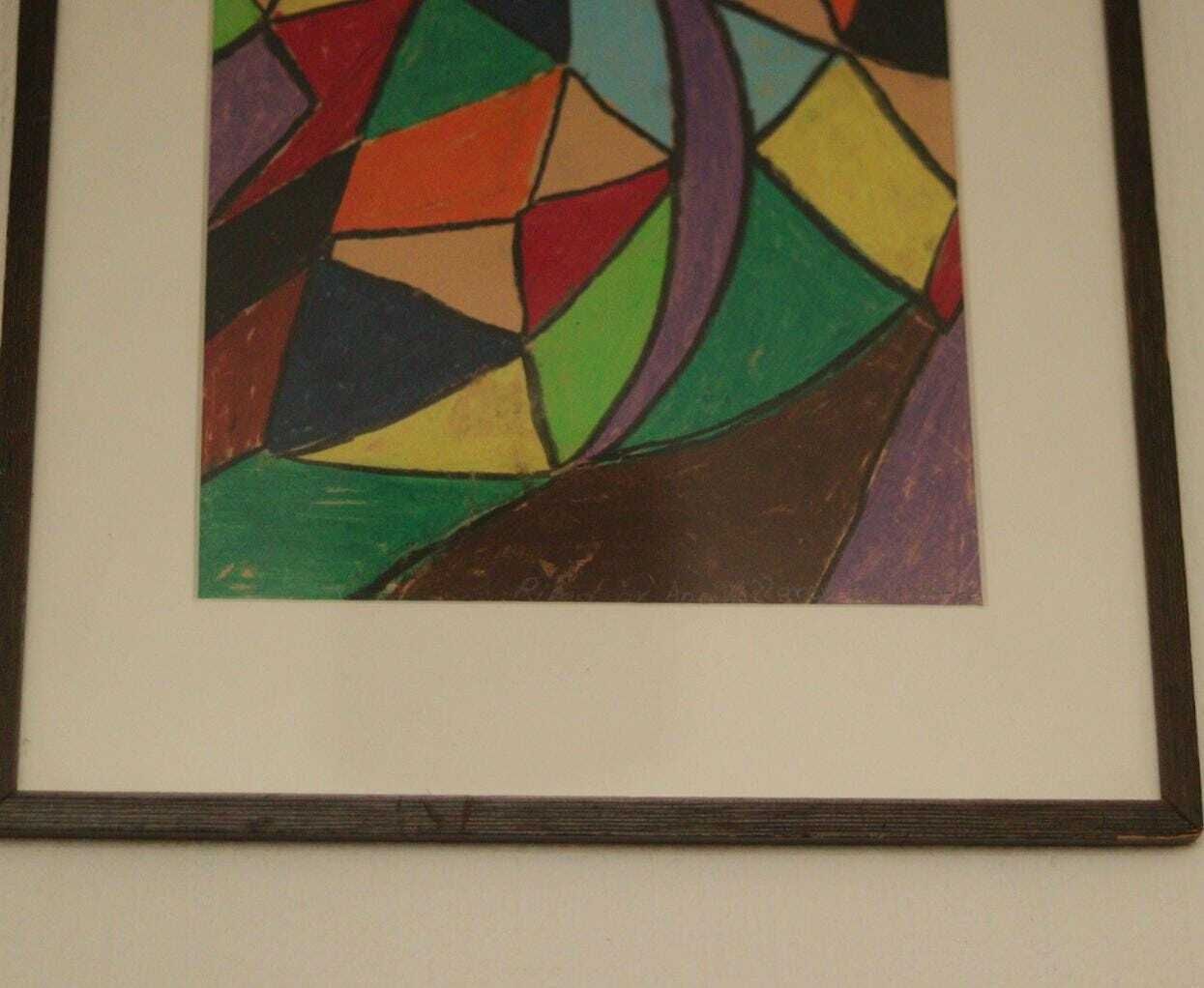 Original Mid Century Swedish Mixed Media/Oil Pastel On Panel – “Ritad 66” By Ann Wazzgren – Vintage& Framed  42 × 31 Cm (16.5" × 12.2") photo for sale