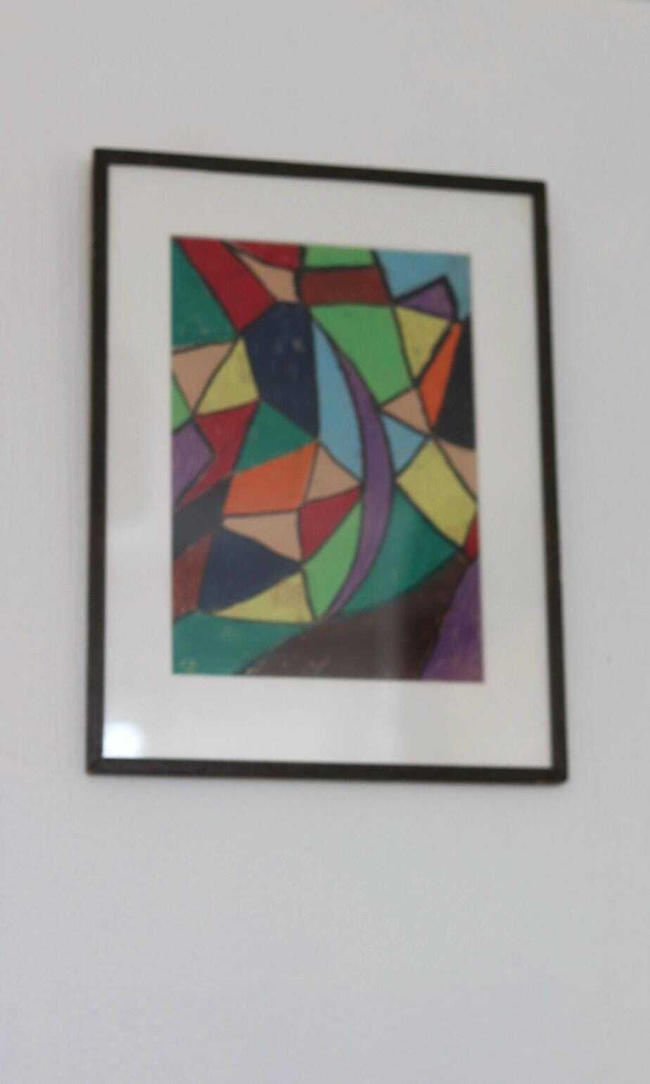 Art Original Mid Century Swedish Mixed Media/Oil Pastel On Panel – “Ritad 66” By Ann Wazzgren – Vintage& Framed  42 × 31 Cm (16.5" × 12.2") photo