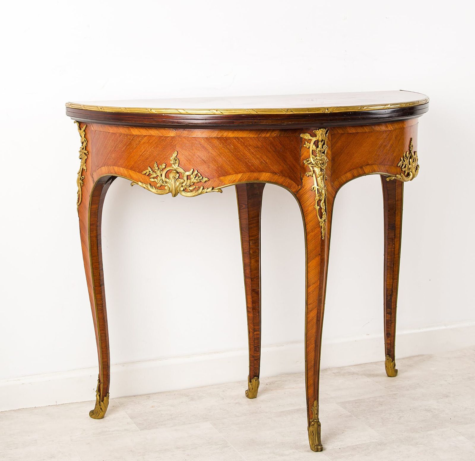 French Kingwood Demi Lune Games Table   In The Manner Of Joseph Emmanuel Zwiener photo vinterior