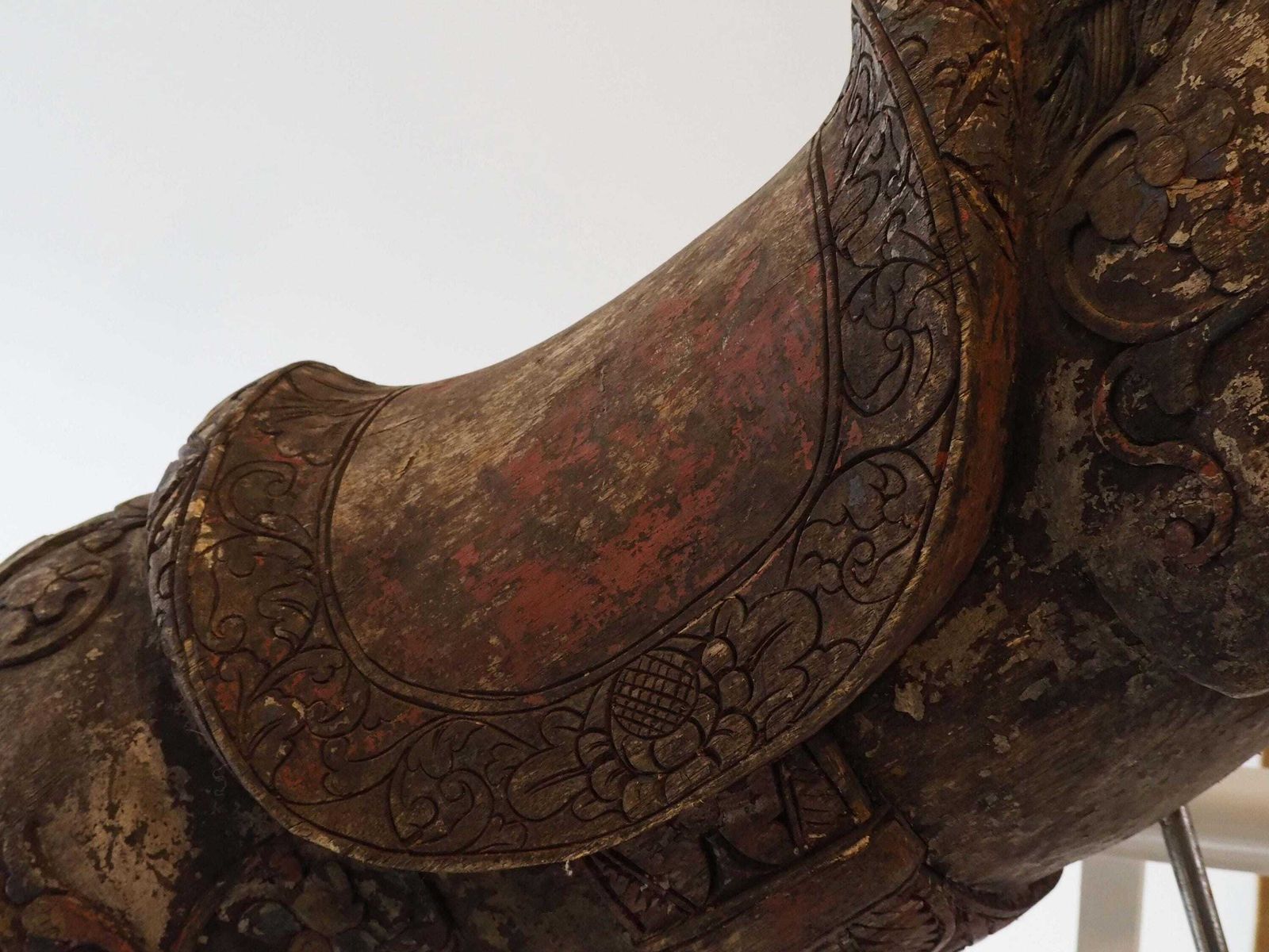 Antique Early 20th Century Large Rare Hand Carved Asian Decorative Wooden Horse Sculpture photo 850.0