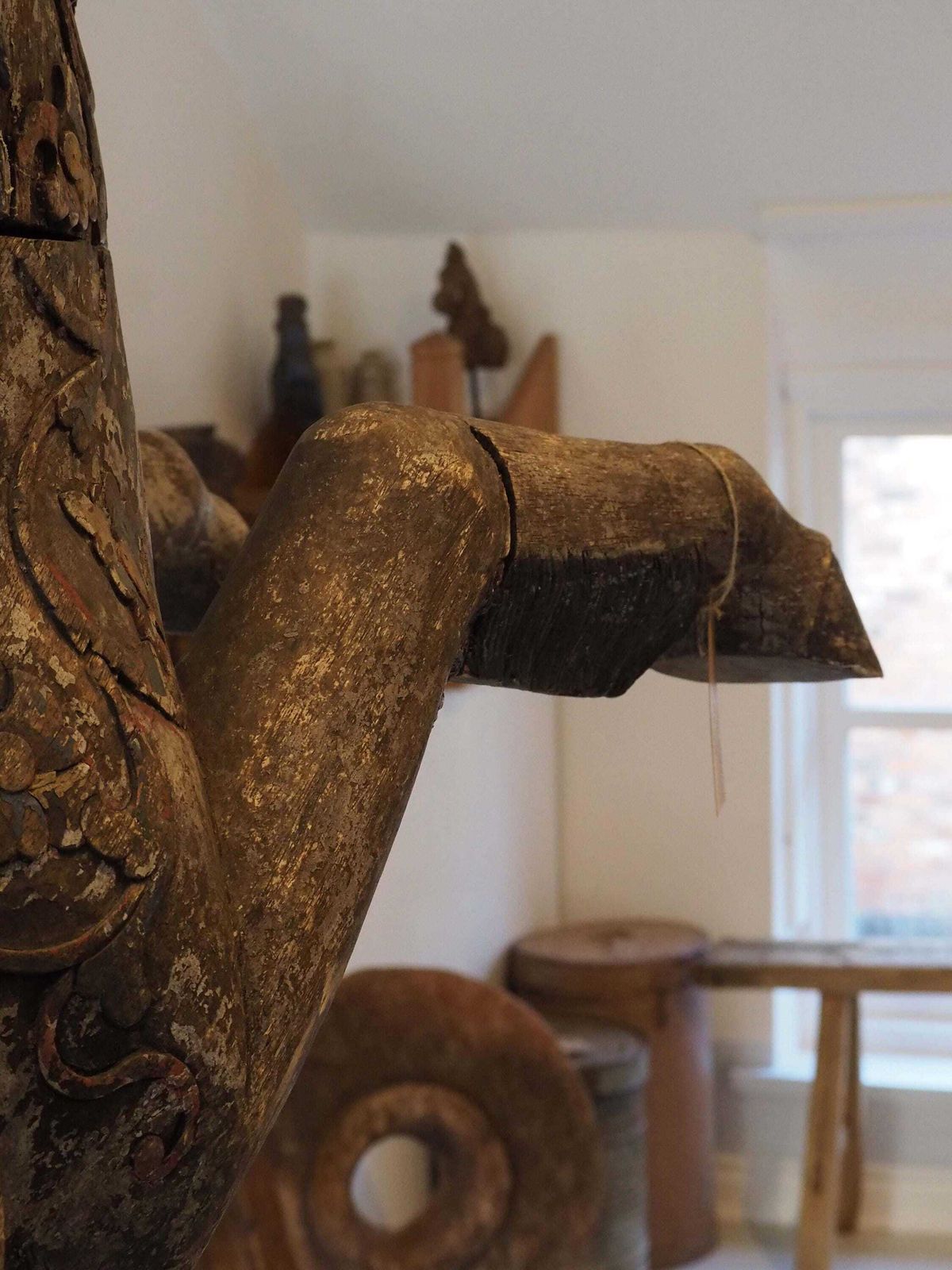Art Antique Early 20th Century Large Rare Hand Carved Asian Decorative Wooden Horse Sculpture photo