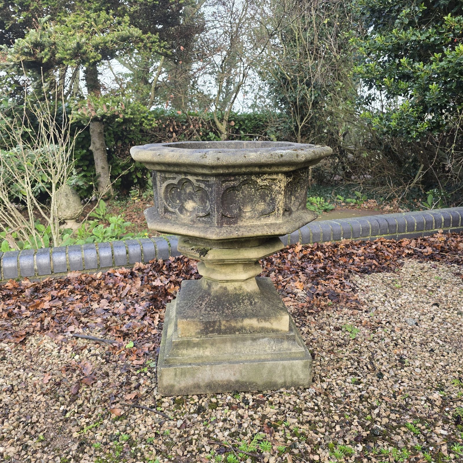 Large Seven Sided Well Weathered Garden Urn