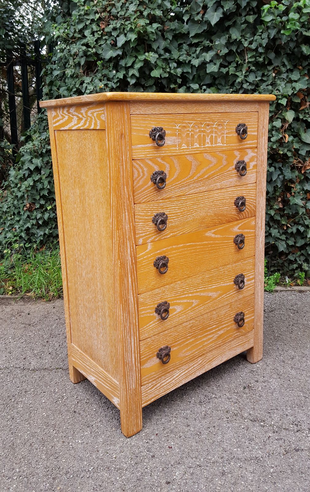 Limed Oak Chest Of Drawers photo vintage
