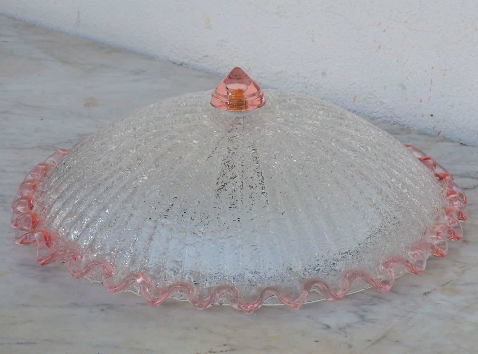 Charming Italian Pink Murano Glass Ceiling Fixture, Murano, 1970 photo vinterior