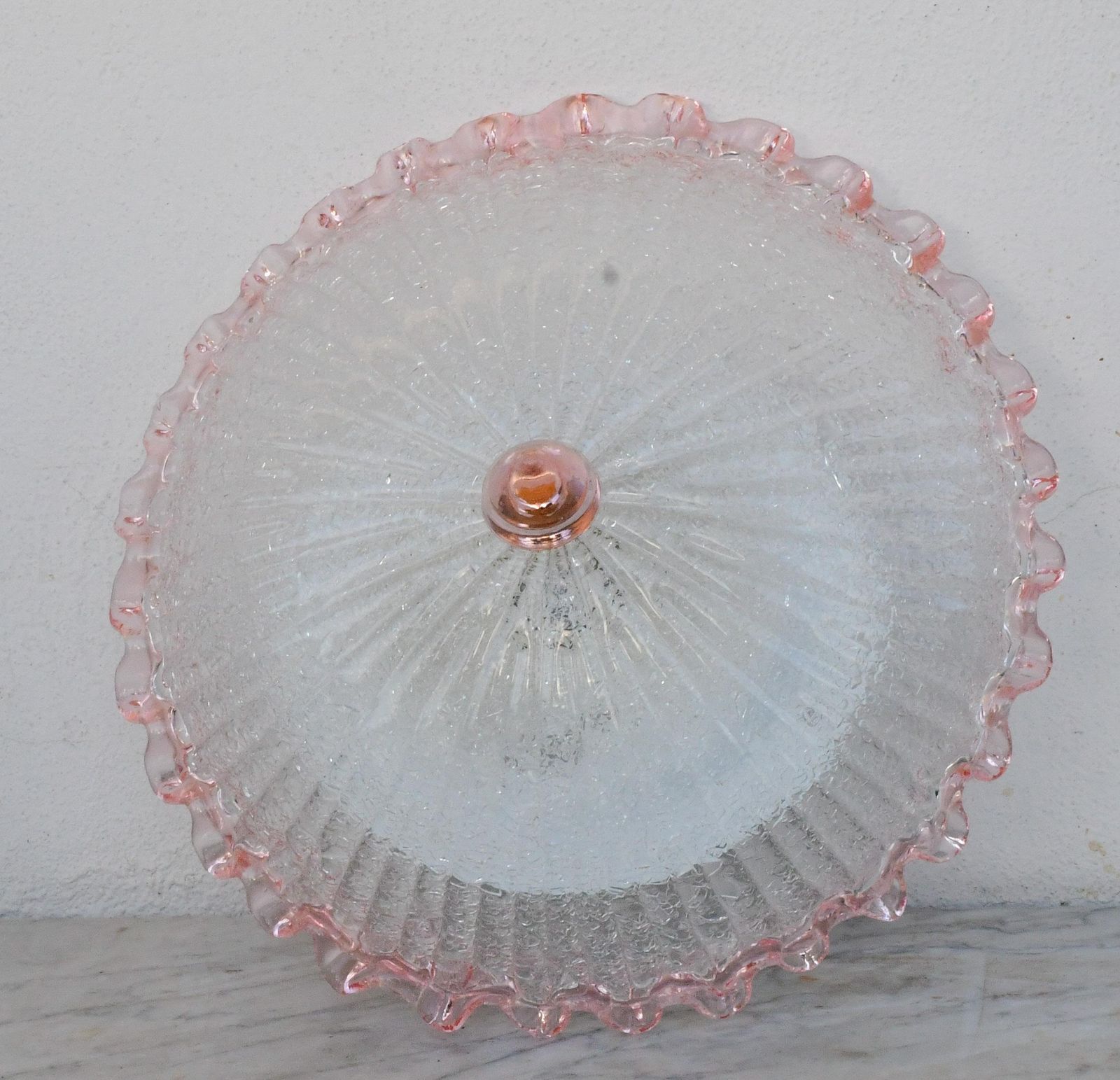 photo furniture Charming Italian Pink Murano Glass Ceiling Fixture, Murano, 1970