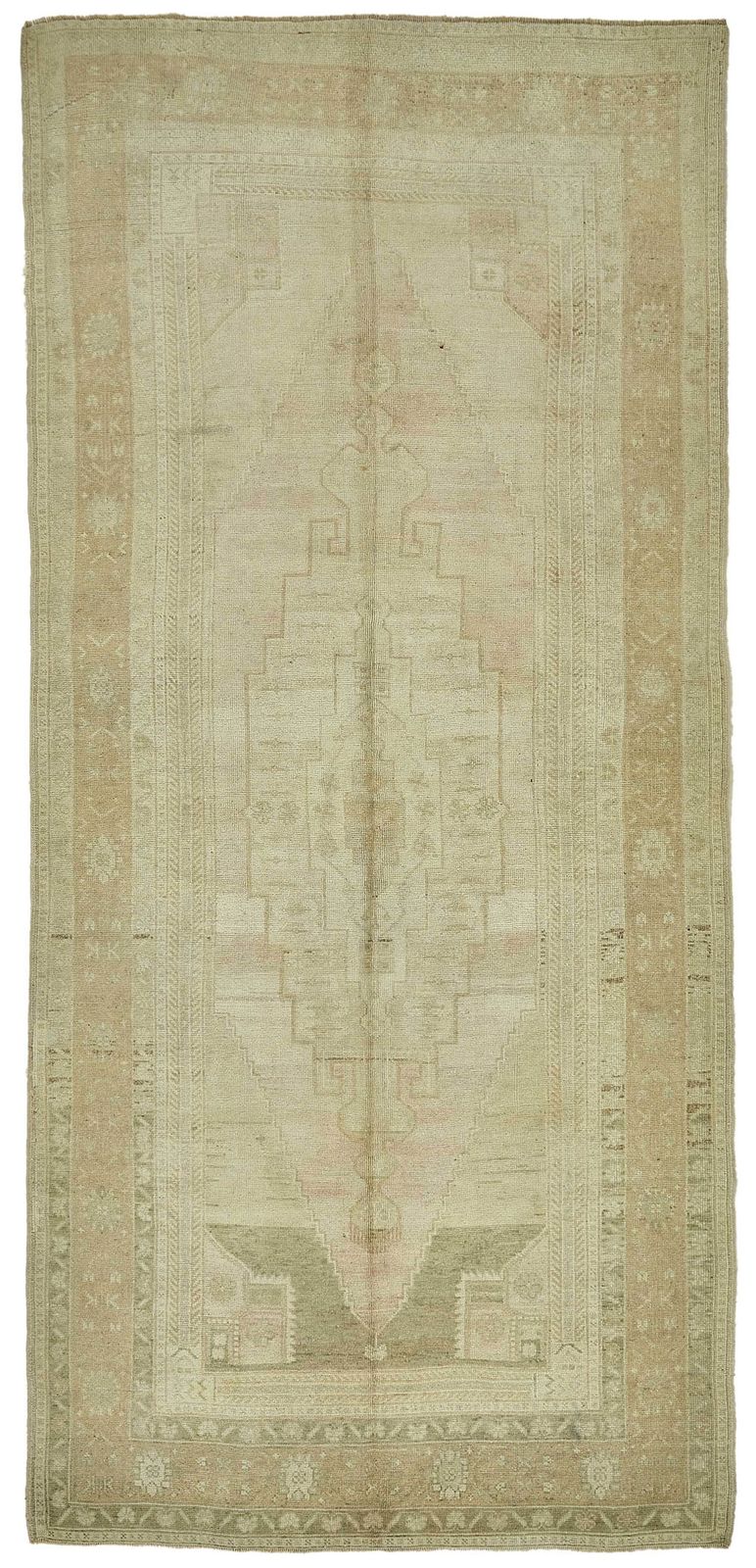 Turkish Beige Handmade Oriental Rug 148 Cm X 316 Cm