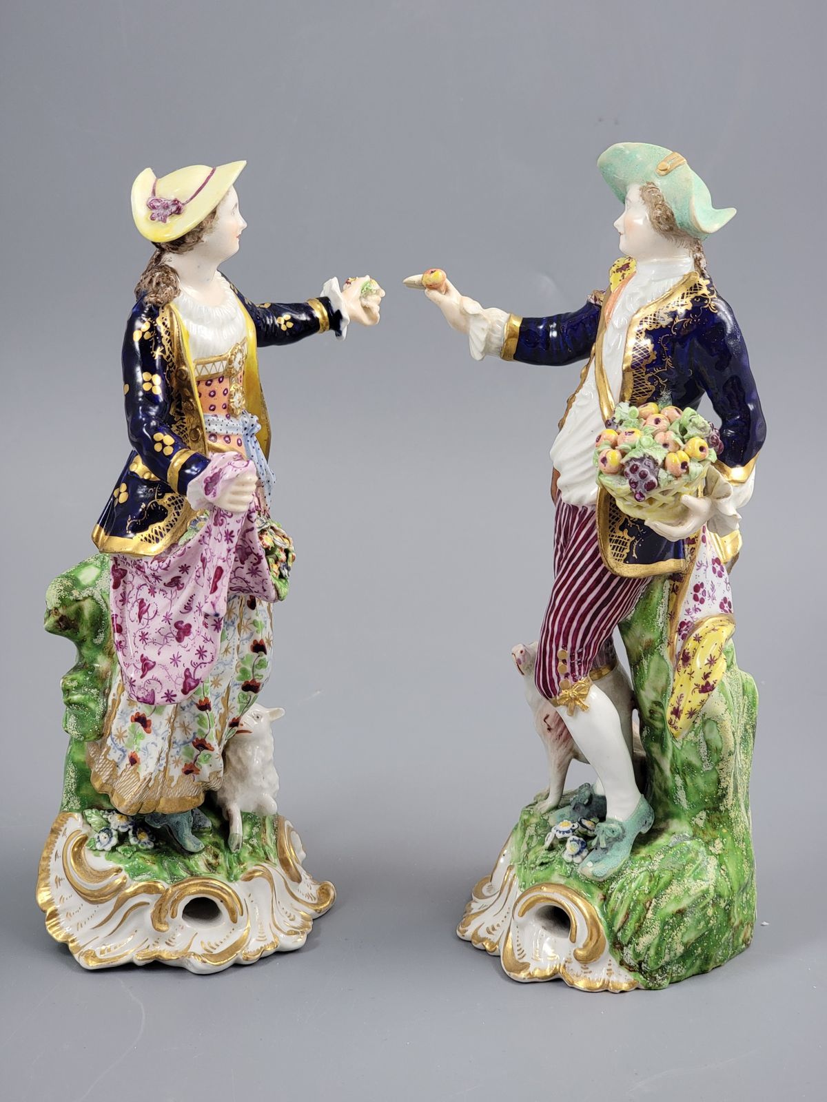 Derby Porcelain “Dresden Shepherds” Pair, Bloor Period, C.1825 photo furniture
