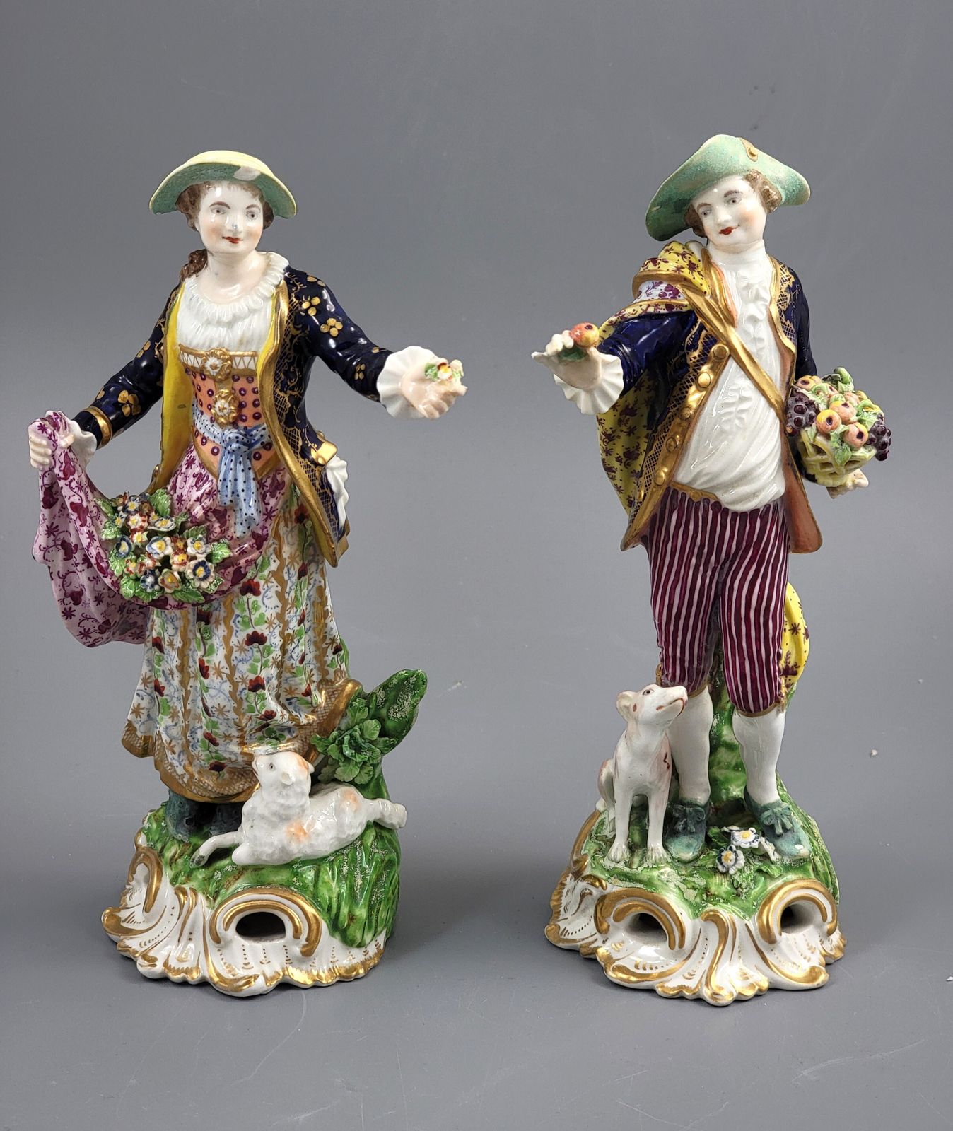 Derby Porcelain “Dresden Shepherds” Pair, Bloor Period, C.1825 photo Art