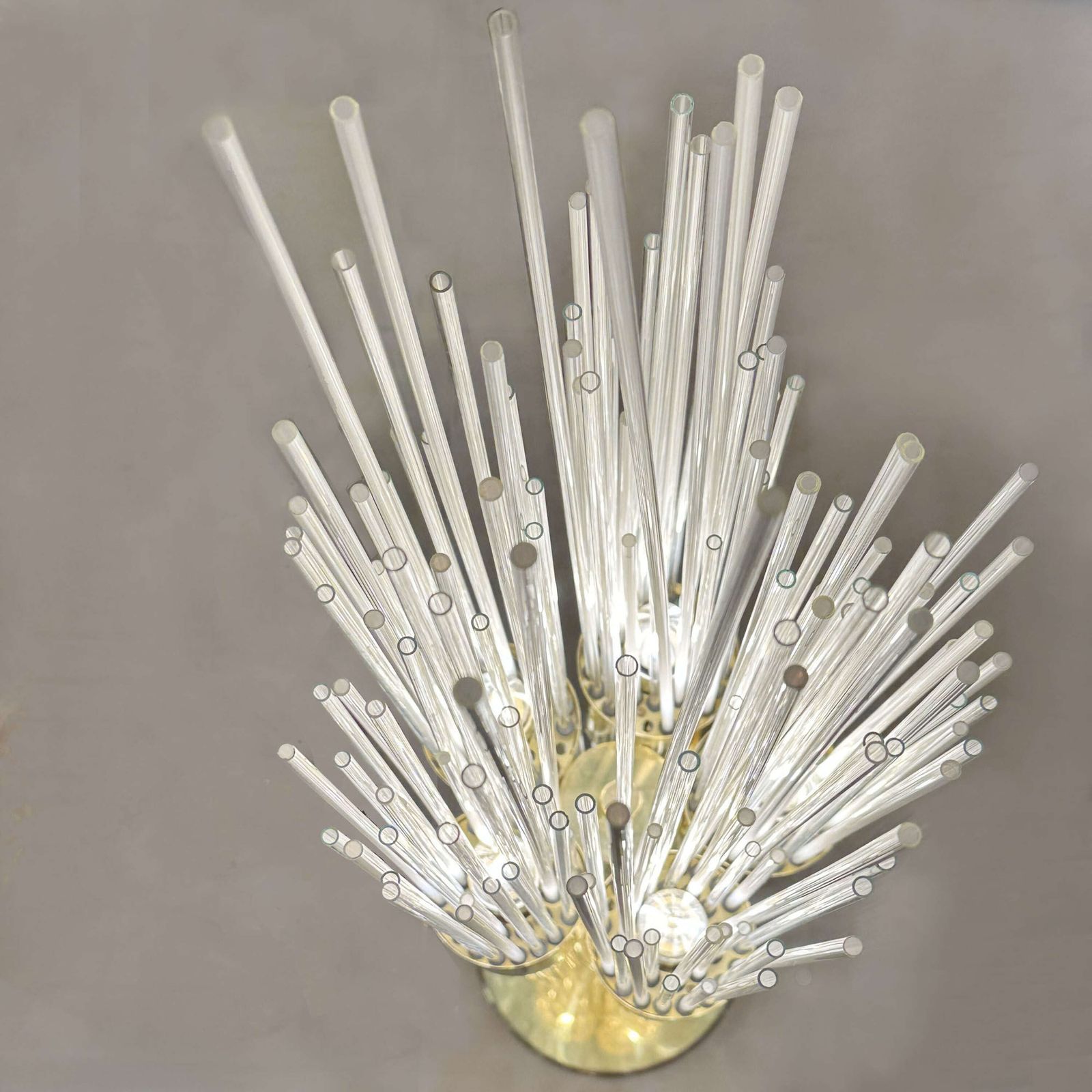 Floor Lamp Attributed To Carlo Nason 1960s Brass And Fountain Of Glass Strands photo vintage