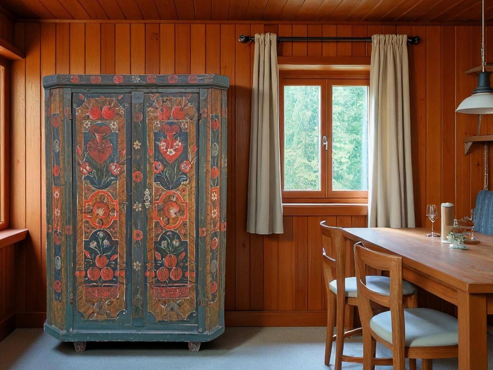 Blue Floral Painted Cupboard   Early 19th Century photo 2700.0