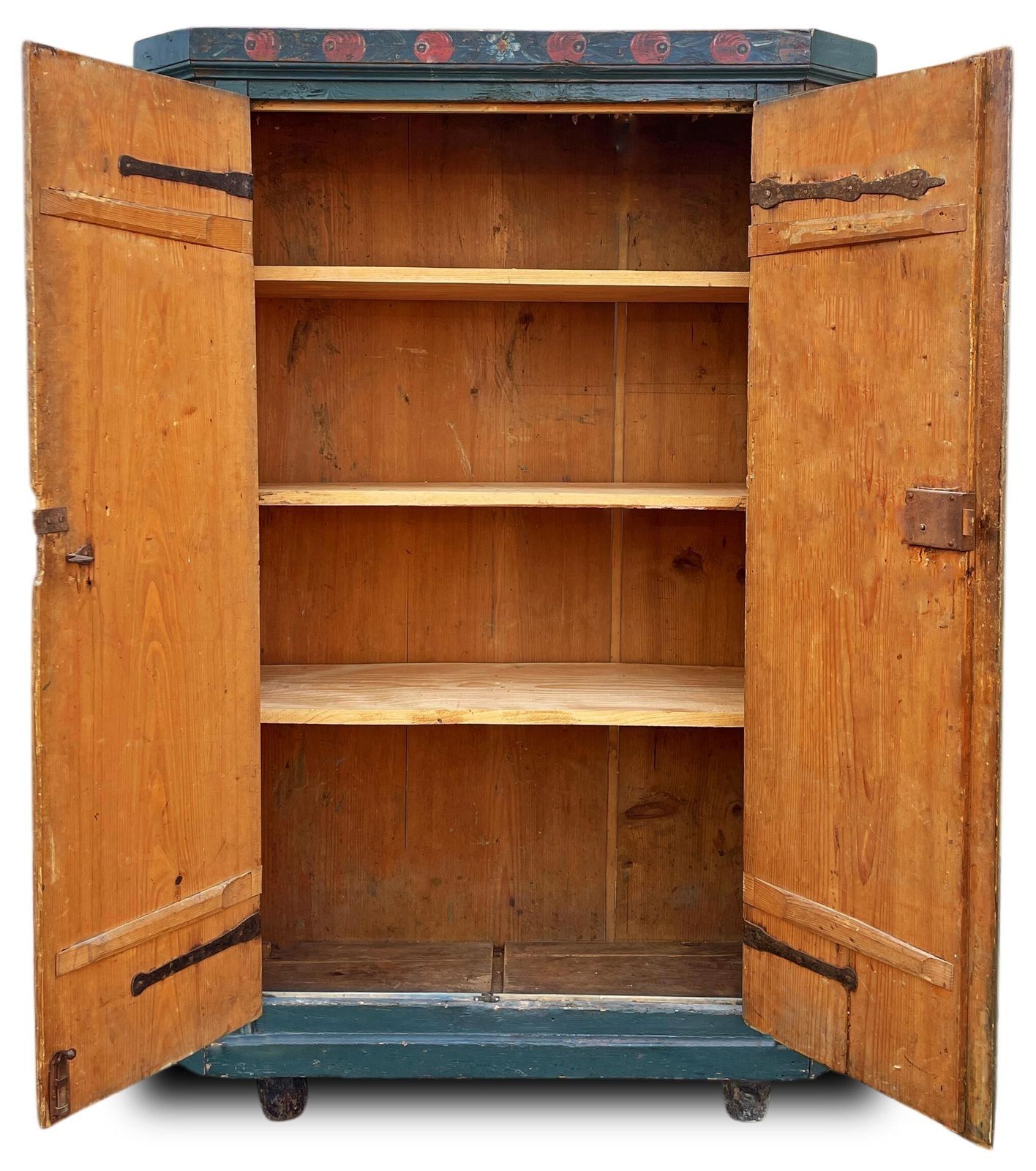 2700.0 Blue Floral Painted Cupboard   Early 19th Century photo
