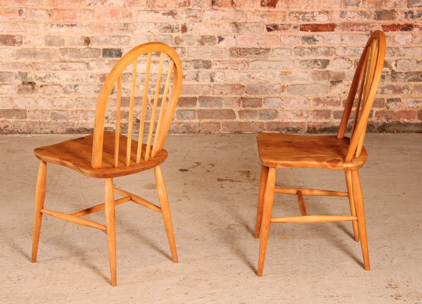 Set Of 2 Of Mid Century Ercol Elm And Beech Chairs Circa 1950s photo vintage