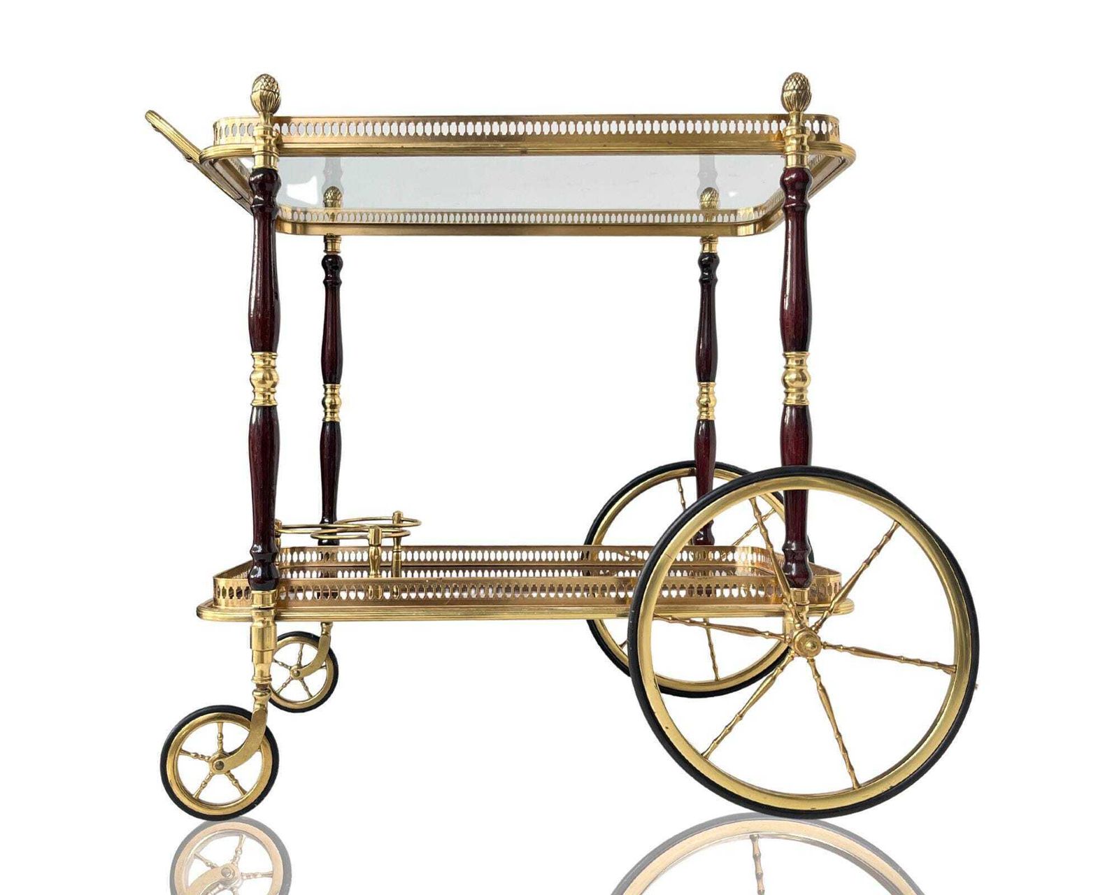 Brass Bar Cart | French Rolling Bar Trolley | Maison Jansen Style