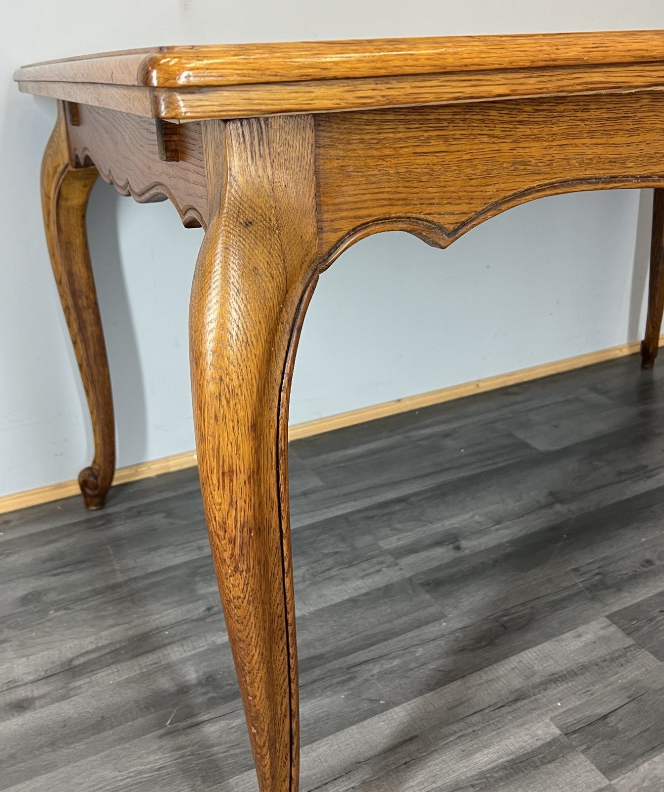Dining Table Vintage French Louis XVI Carved Oak Extendable Table Lot 4583 photo vinterior