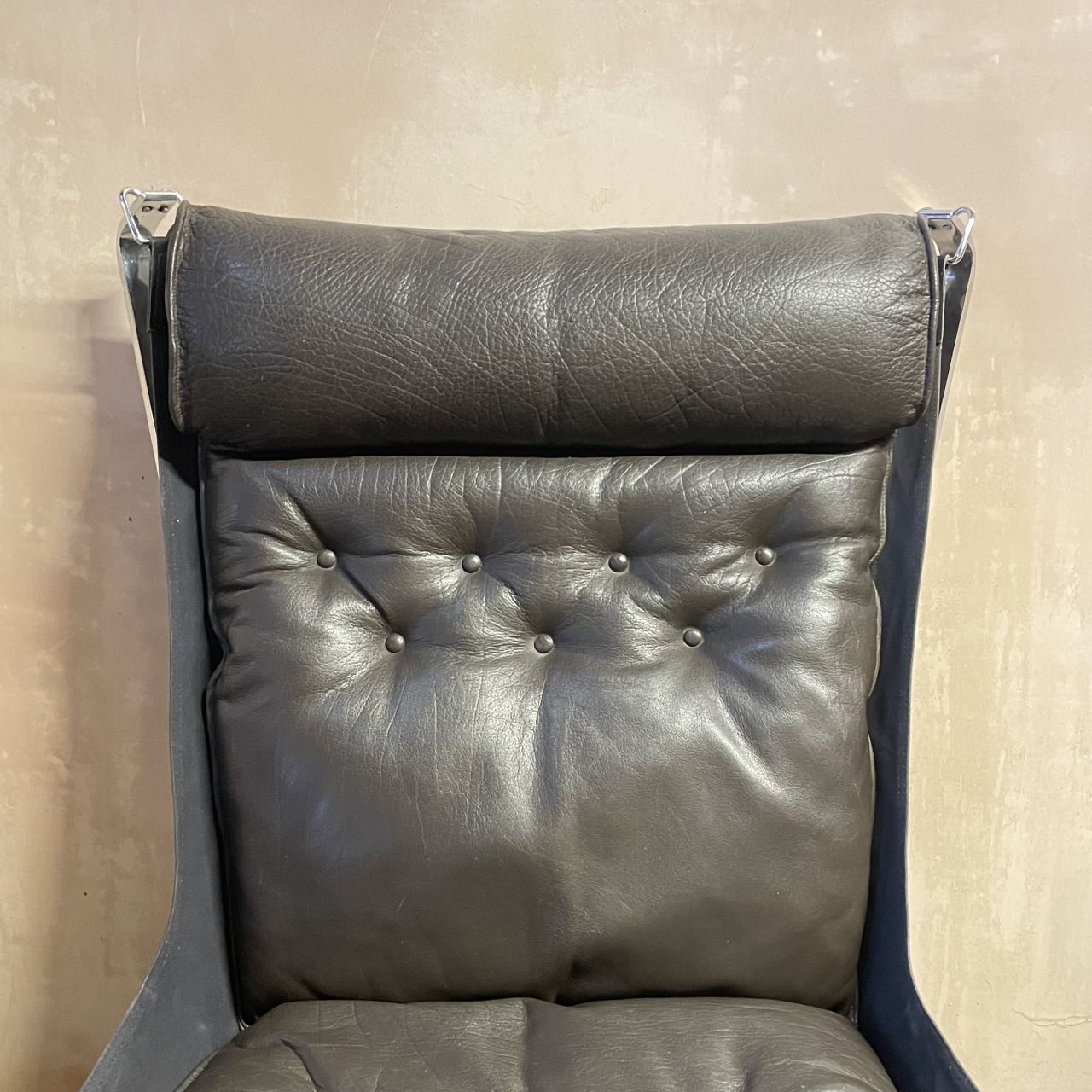 Brown High Backed Falcon Chair By Sigurd Resell In Chrome photo 2222.0
