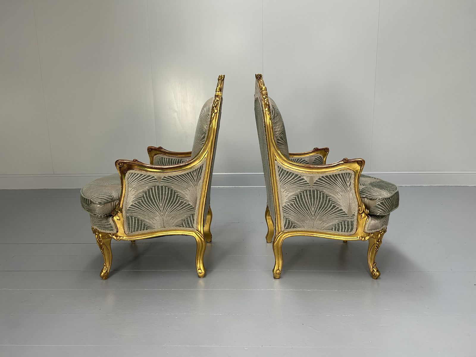 Pair Of French Carved Armchairs In Fabric And Giltwood photo Furniture