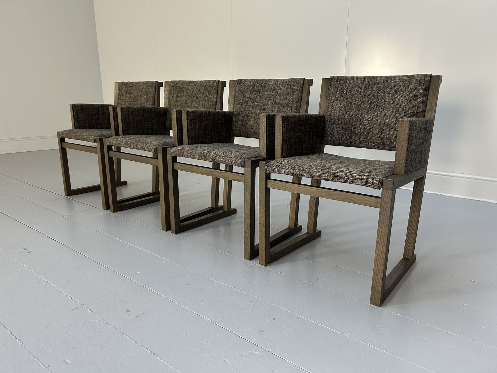 4 B&B Italia Maxalto "Musa" Dining Armchairs In Woven Fabric