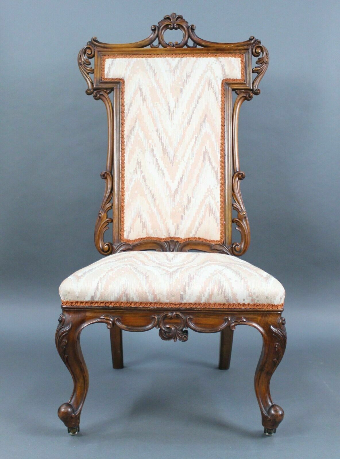 Antique Victorian Carved Walnut Upholstered Chair photo furniture