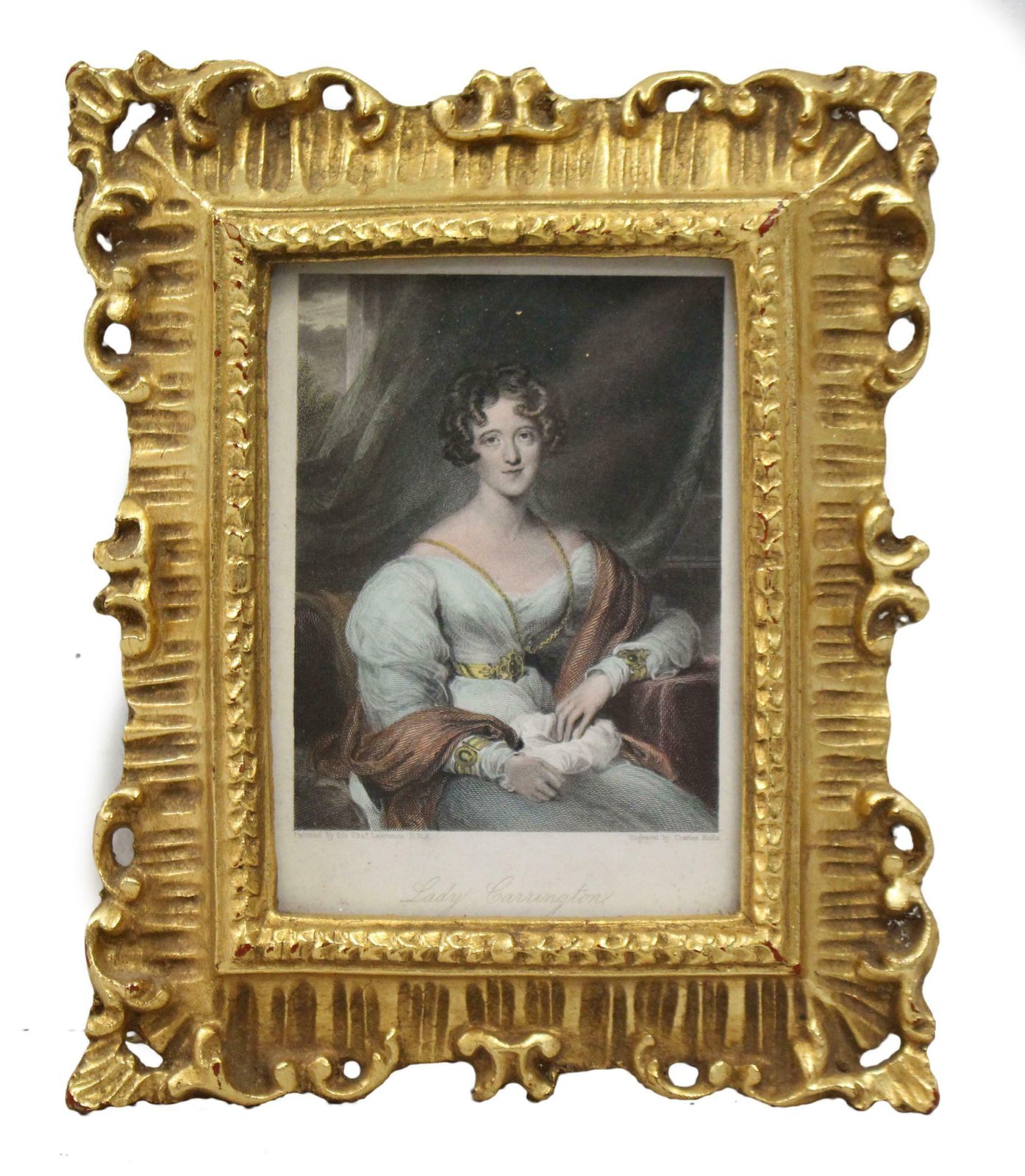 Early 19th C. Coloured Mezzotint "Lady Carrington" By Charles Rolls photo furniture