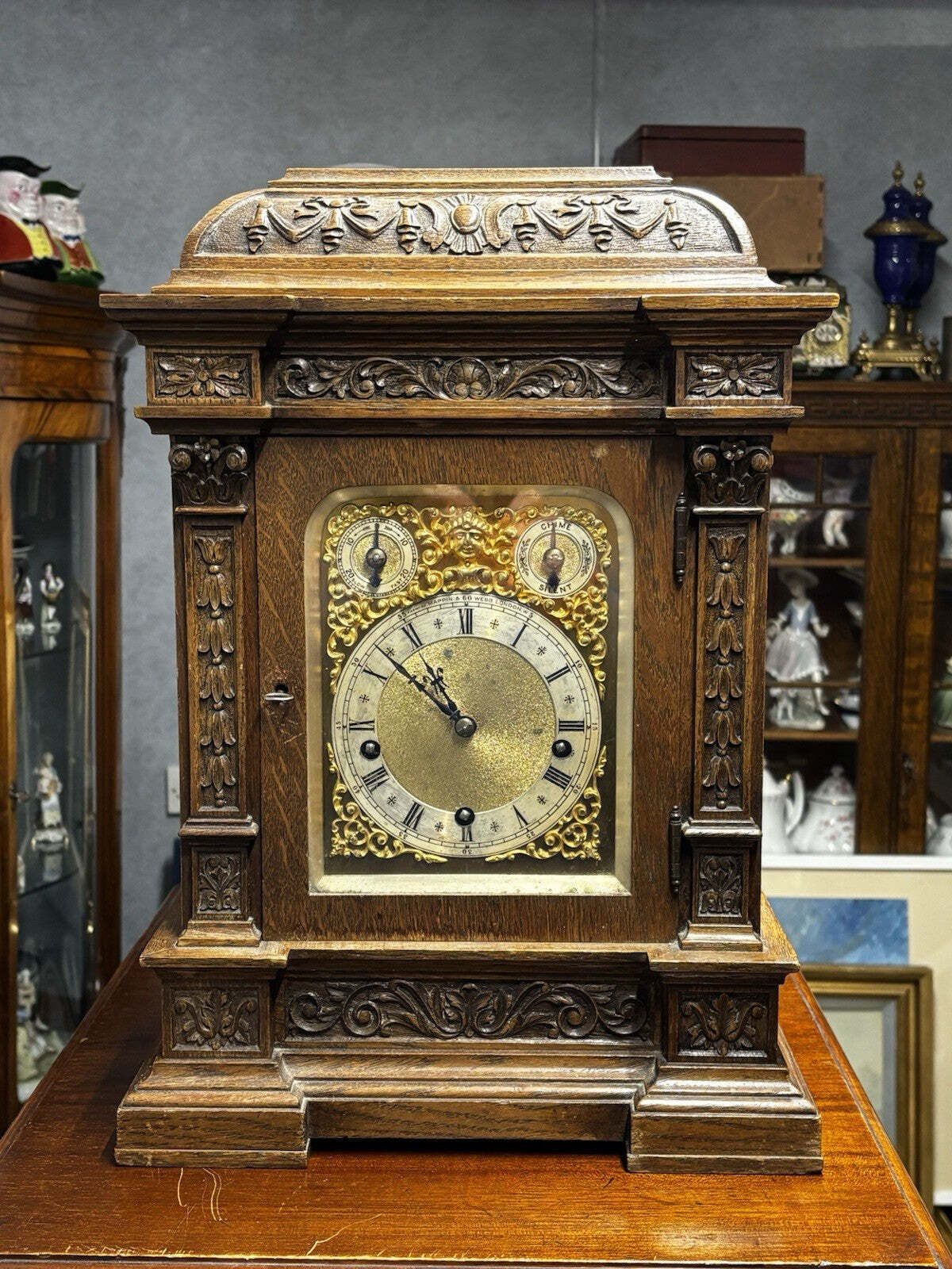 Large Victorian Oak Westminster Chime Clock Retailed At Mappin & Webb, London photo vintage