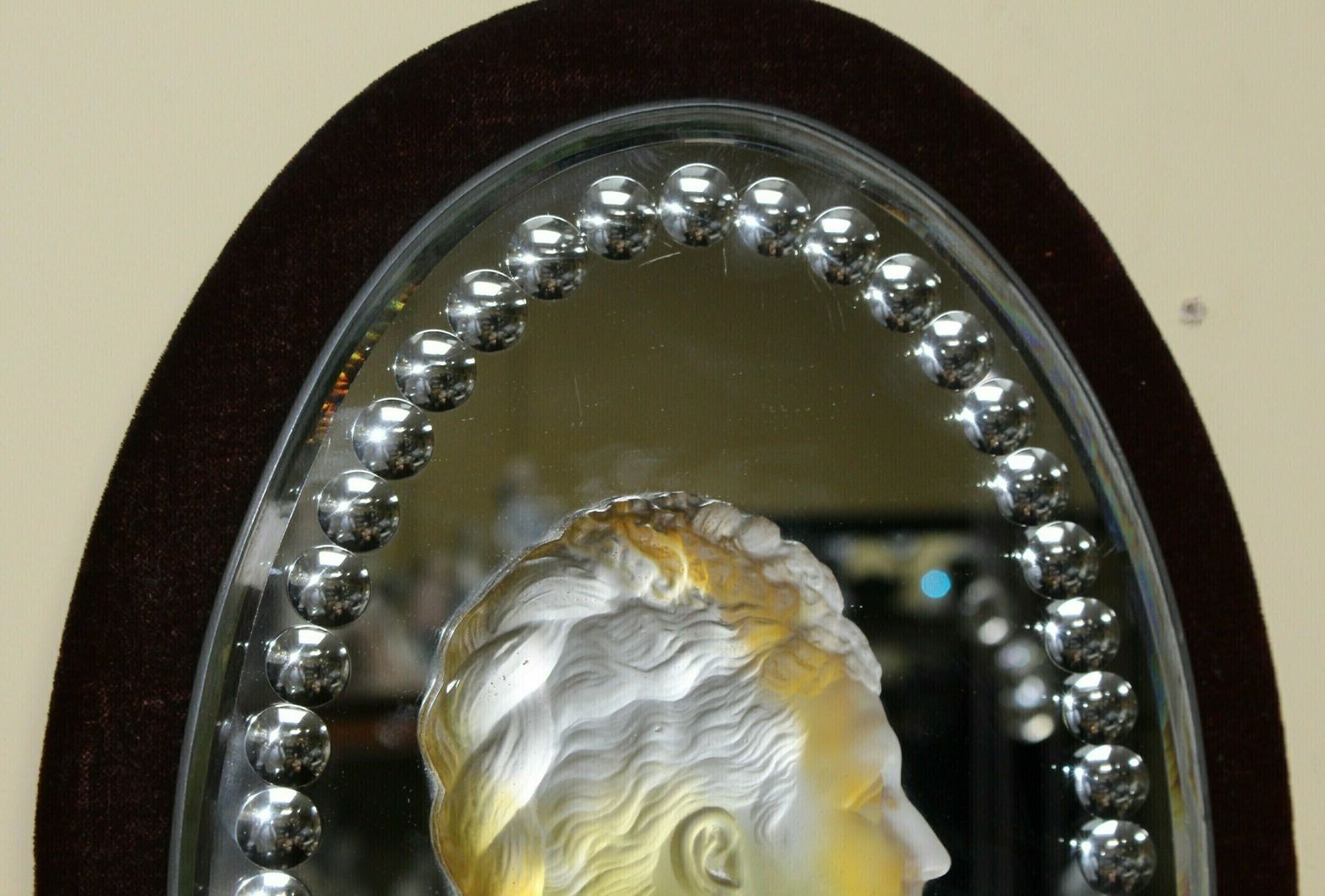 Pair Of Mid 19th C. Victoria & Albert Carved Crystal Mirrored Plaques photo for sale