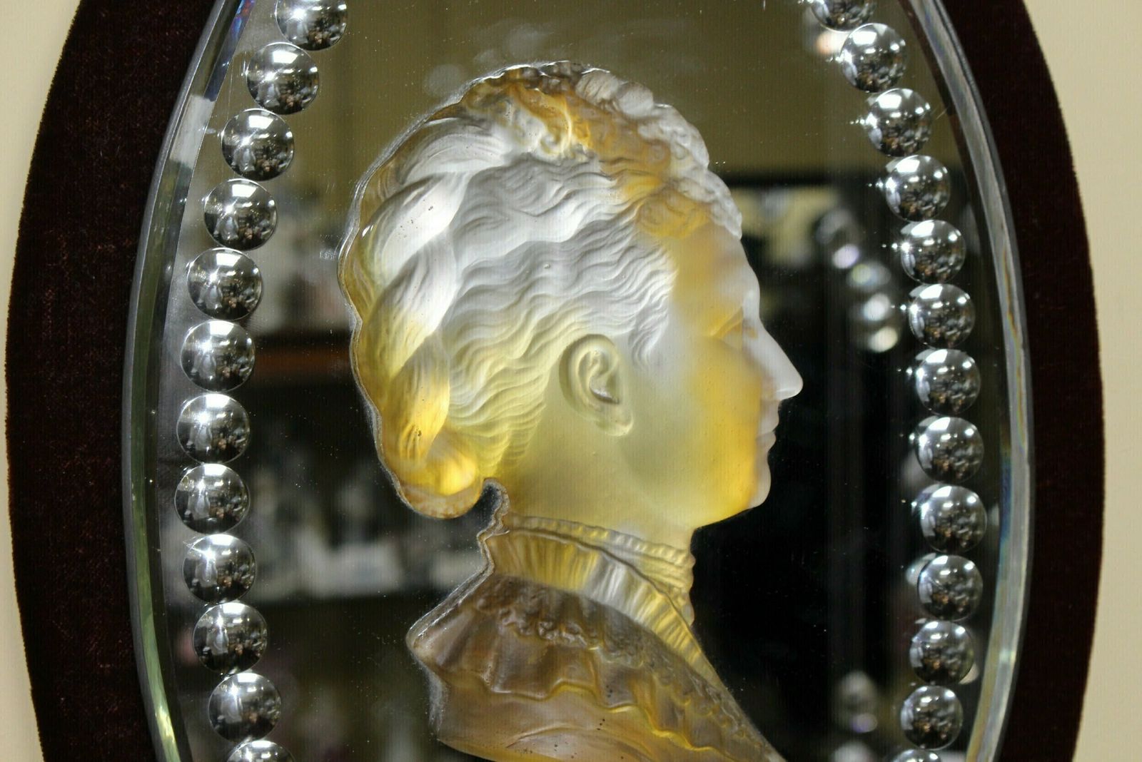 Pair Of Mid 19th C. Victoria & Albert Carved Crystal Mirrored Plaques photo Home Decor