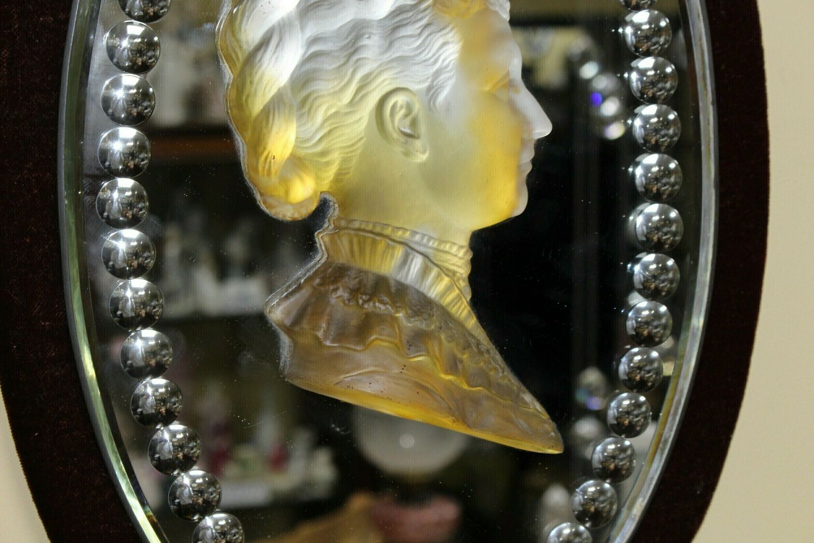 Pair Of Mid 19th C. Victoria & Albert Carved Crystal Mirrored Plaques photo vintage