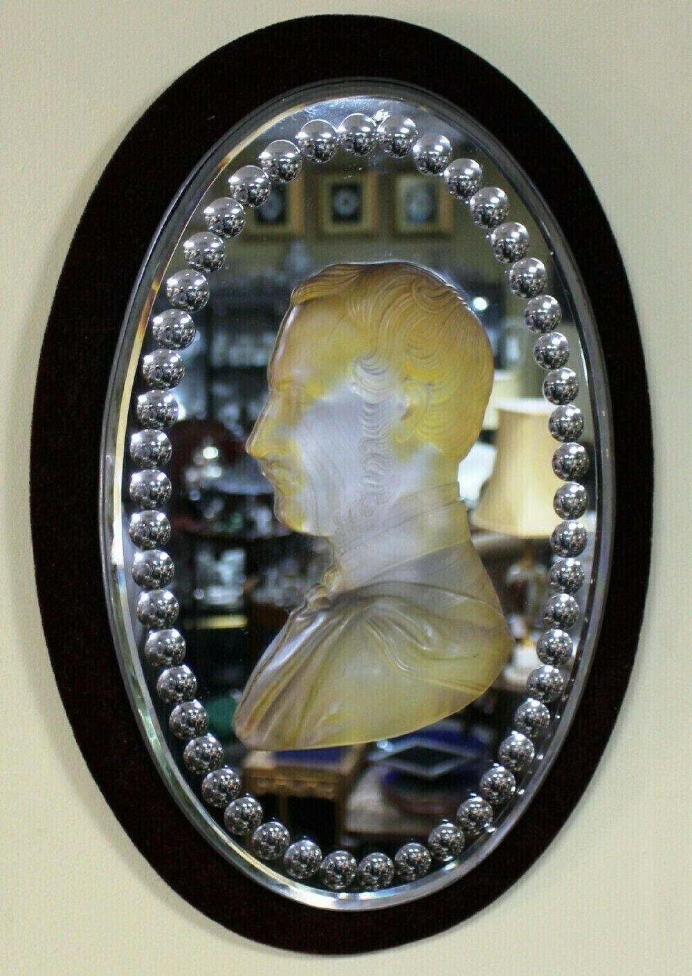 photo buy Pair Of Mid 19th C. Victoria & Albert Carved Crystal Mirrored Plaques