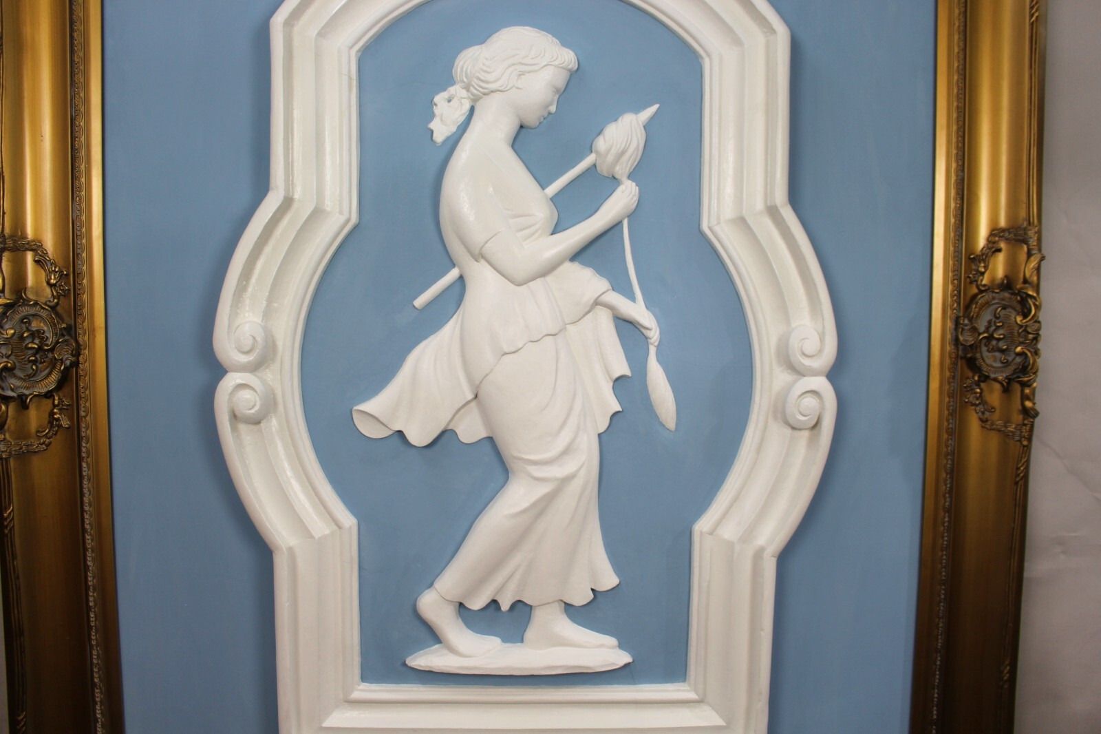 Pair Of Very Large Art Deco Plaster Panels Set In Gilt Frame photo Art