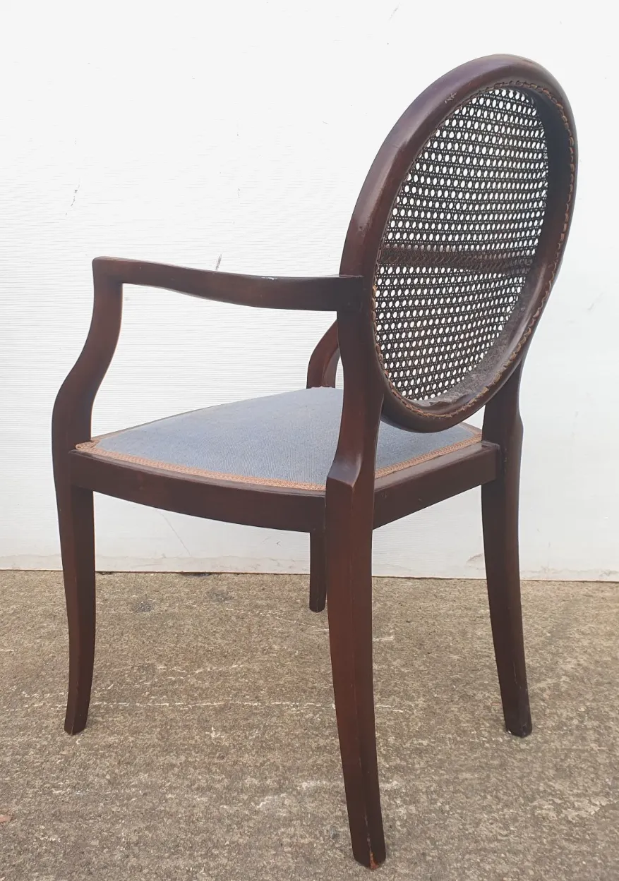 A Georgian Style Cane Back Mahogany Open Armchair photo vintage