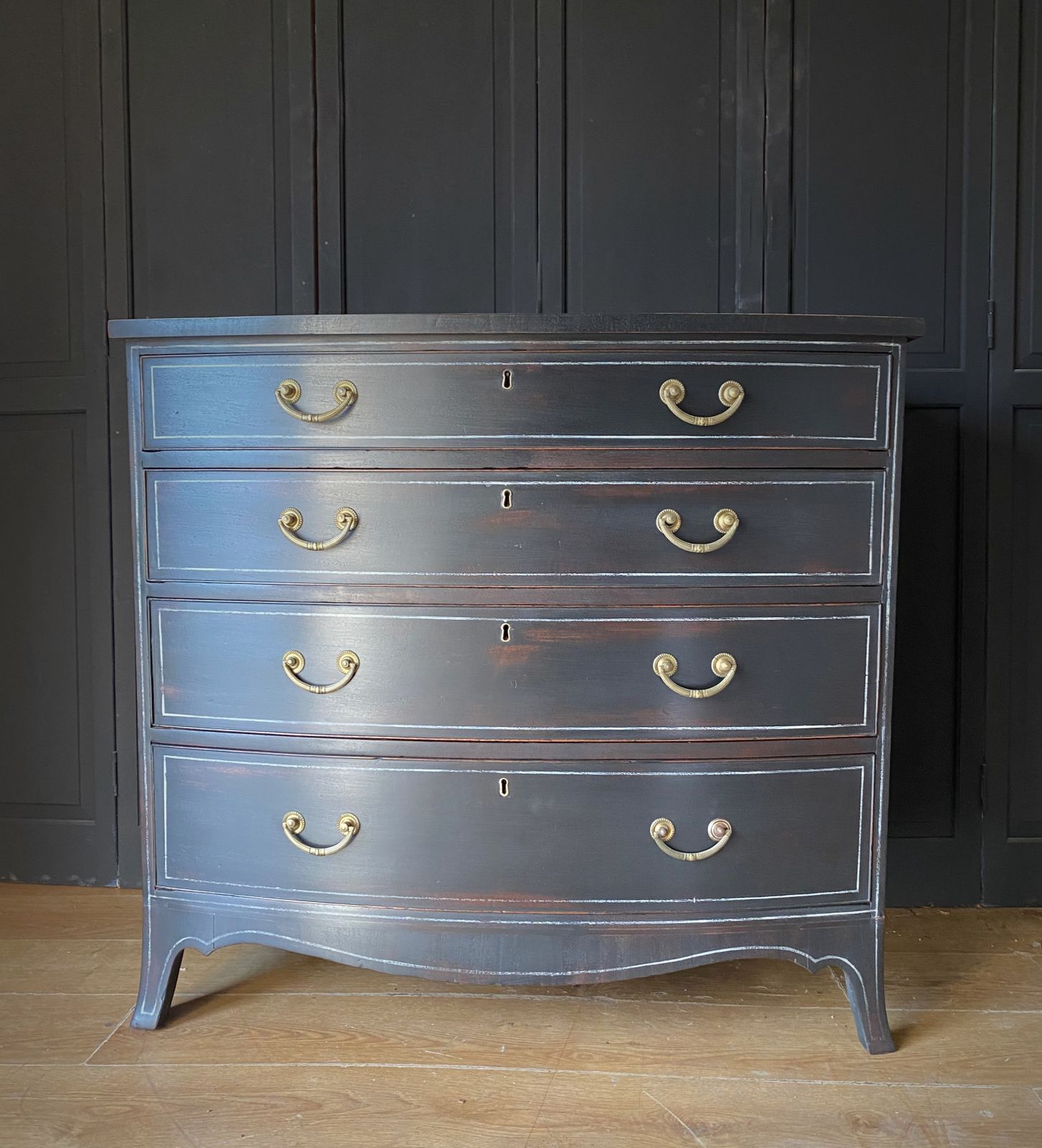 Black Bow Front Chest Of Drawers photo vintage