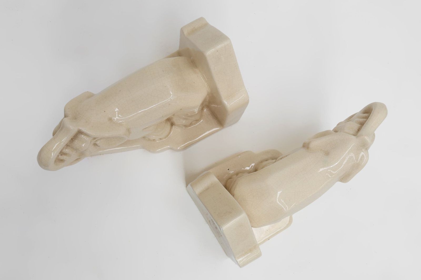 Art Deco French Ceramic Bookends In Elephant Motif, 1930s, Set Of 2 photo vinterior